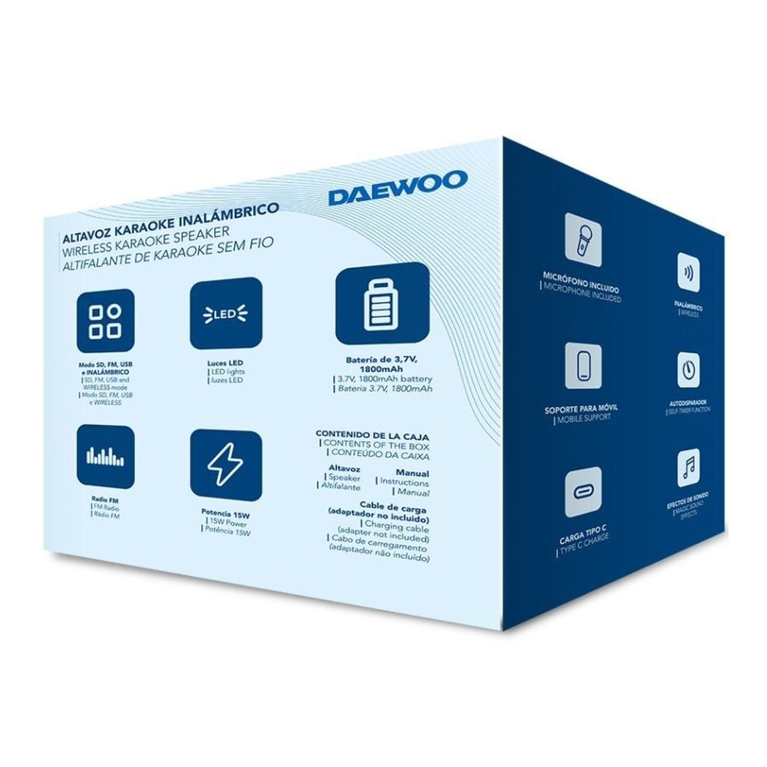 Daewoo Karaoke DW3008 · Altavoz Bluetooth · 15W · Micrófono incluido