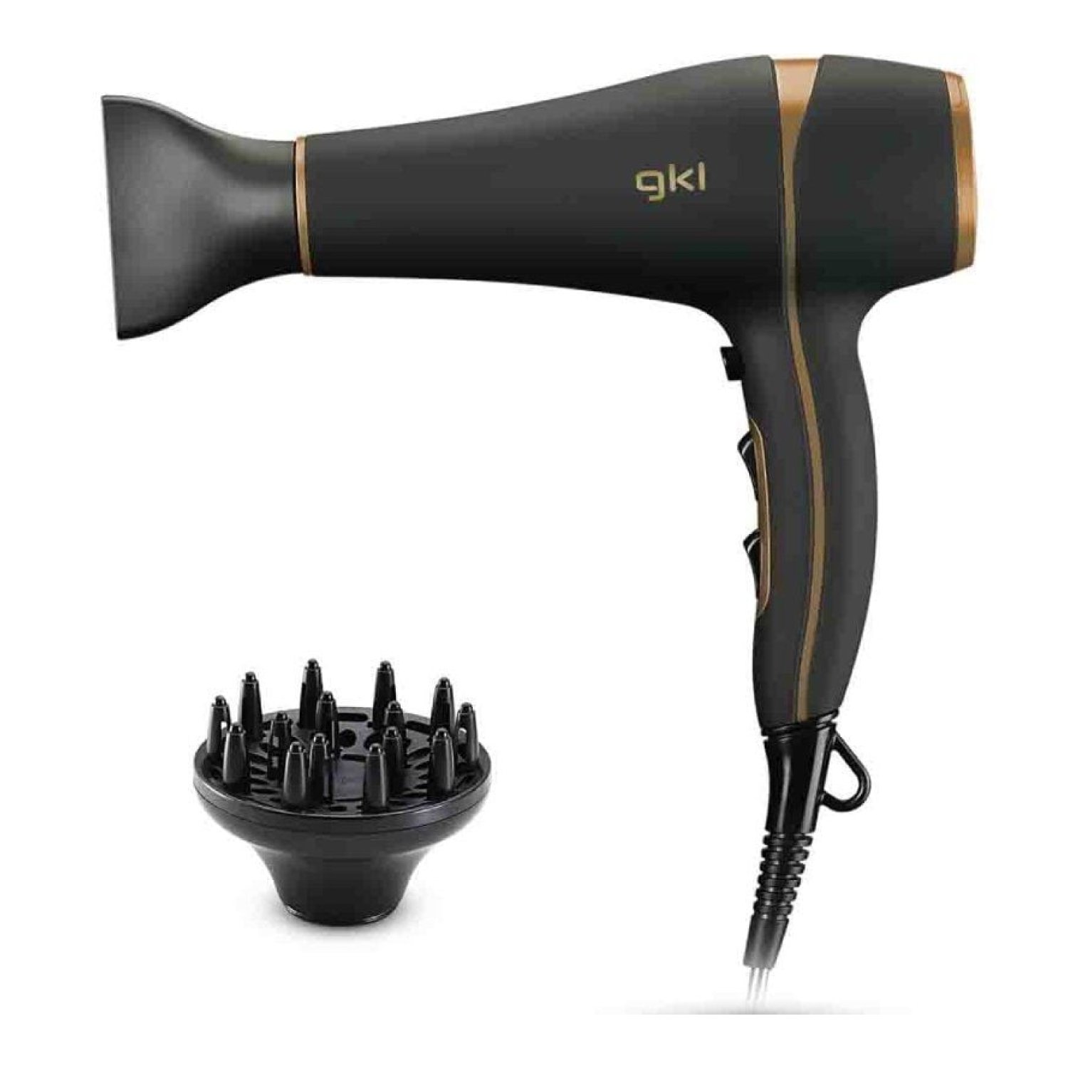 GKL Onyx · Secador 2200W · Iónico · Negro y Dorado