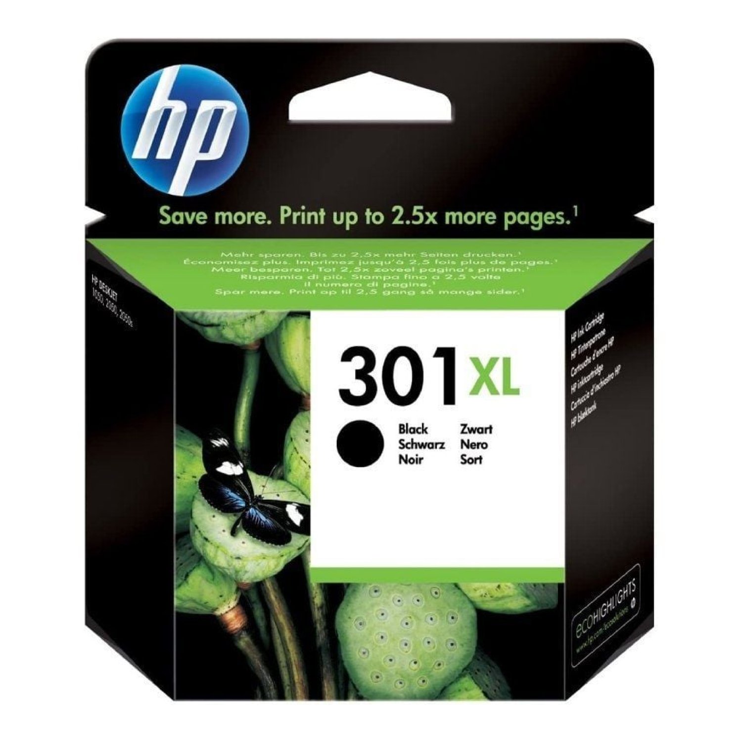 HP Cartucho Tinta 301 XL · Alta Capacidad · Negro