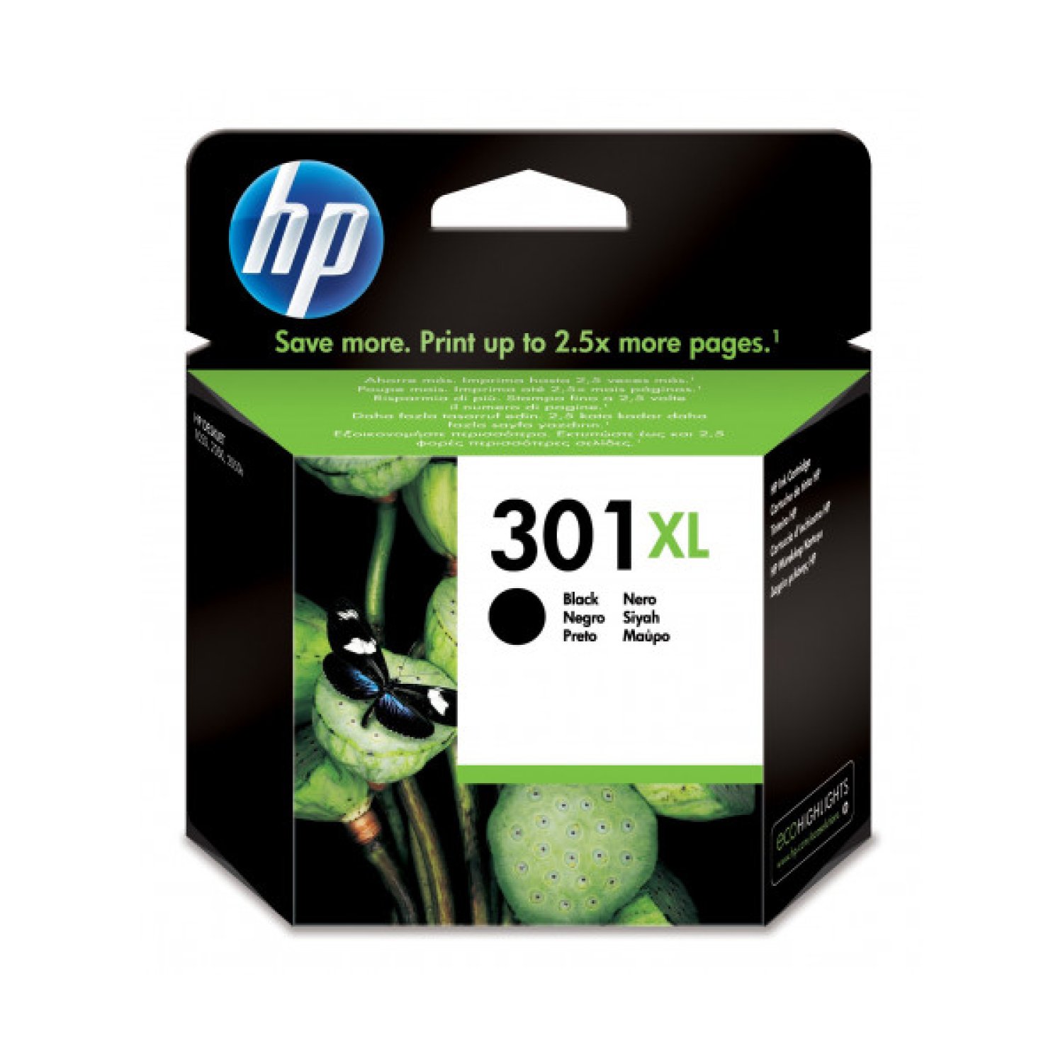 HP Cartucho Tinta 301 XL · Alta Capacidad · Negro