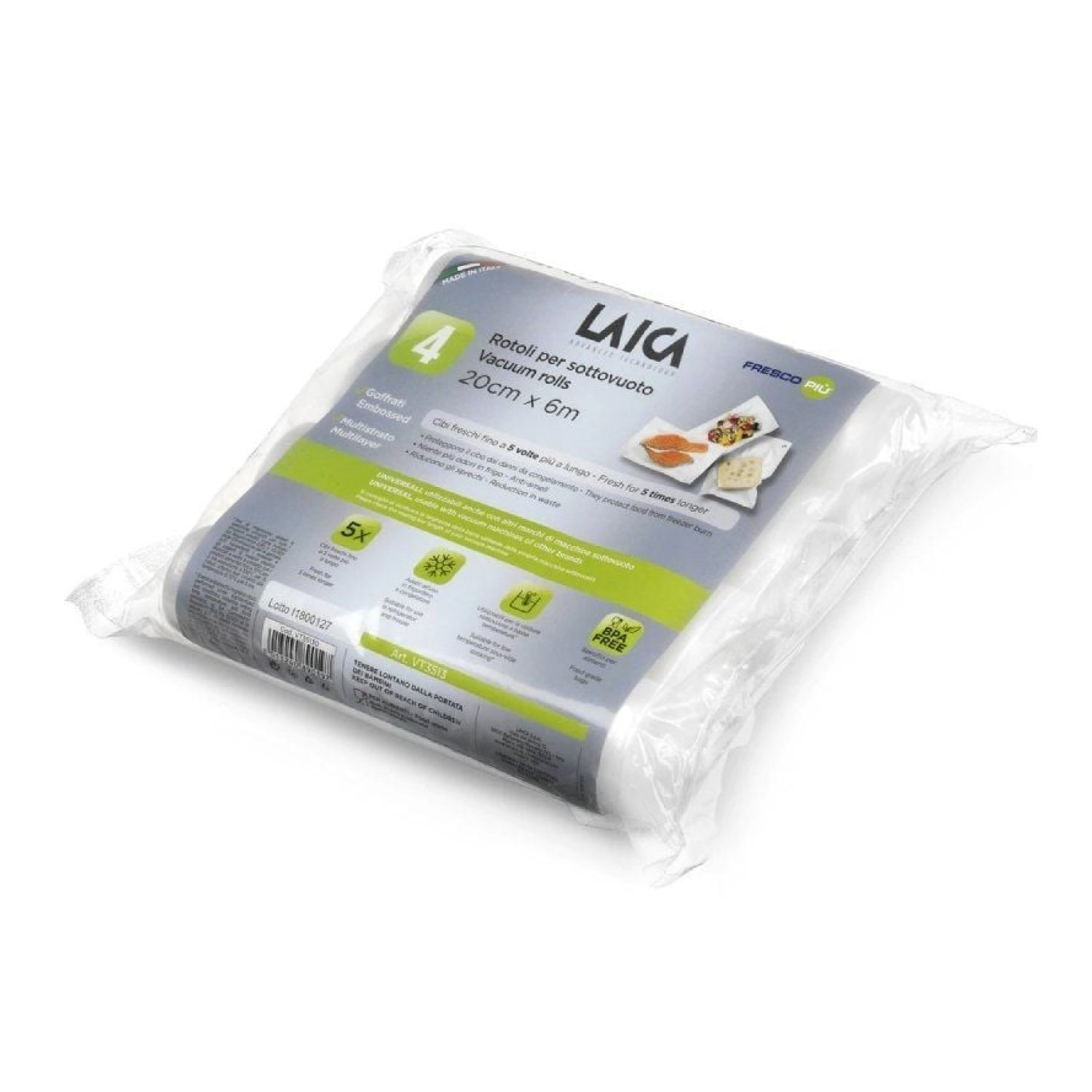 Laica VT3513 · Bolsa Envasadora al Vacío · 20x600 cm · 4 Rollos