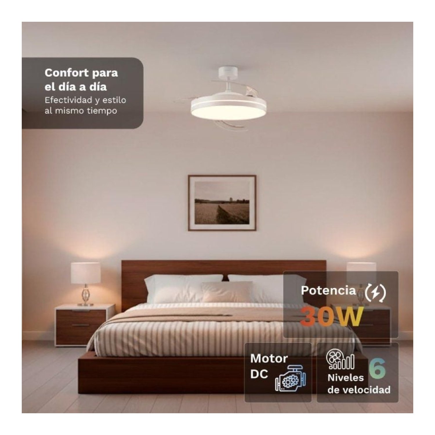 Grunkel Skywhite 42 · Ventilador de Techo · 106cm · 30W · 3 Aspas · 6 Velocidades