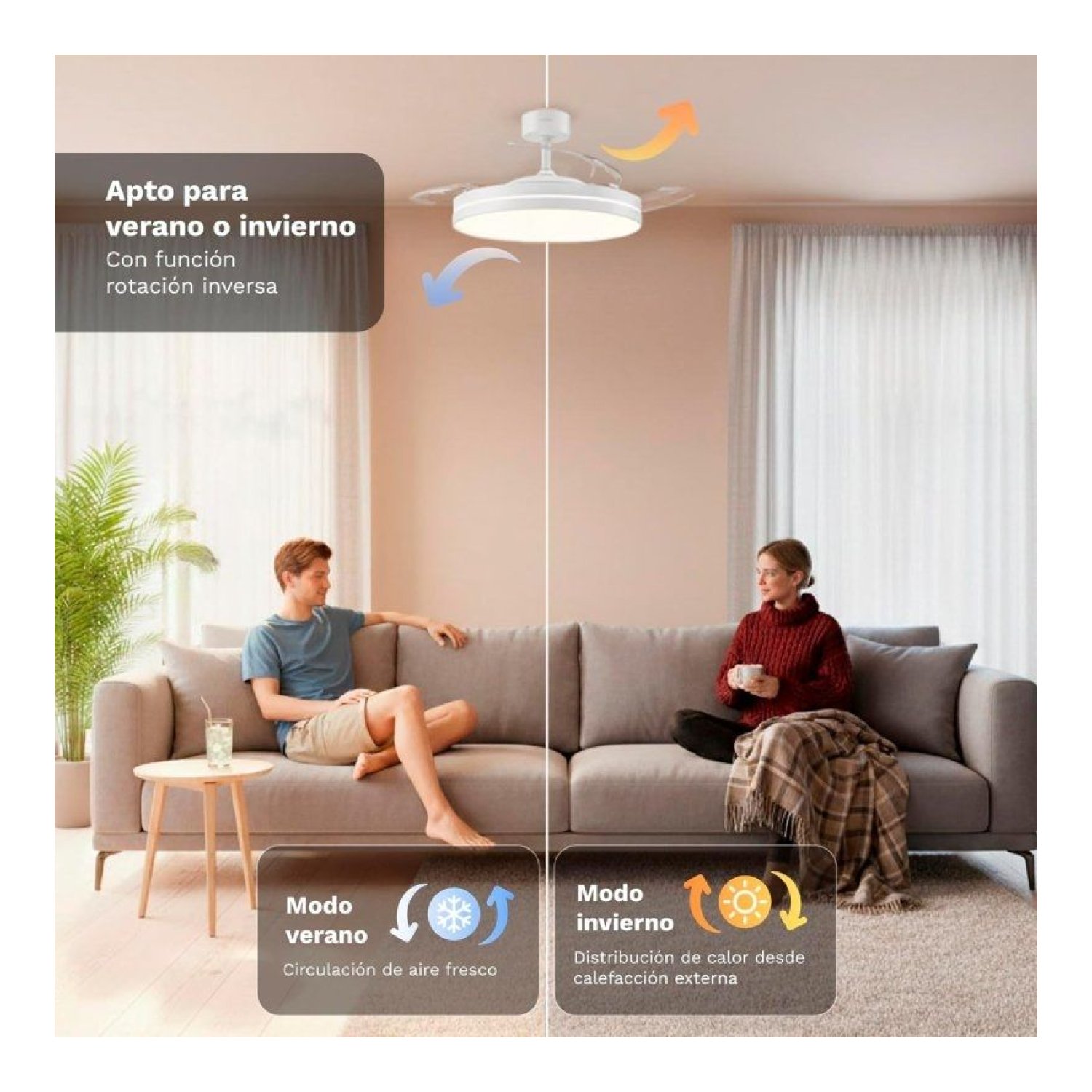Grunkel Skywhite 42 · Ventilador de Techo · 106cm · 30W · 3 Aspas · 6 Velocidades