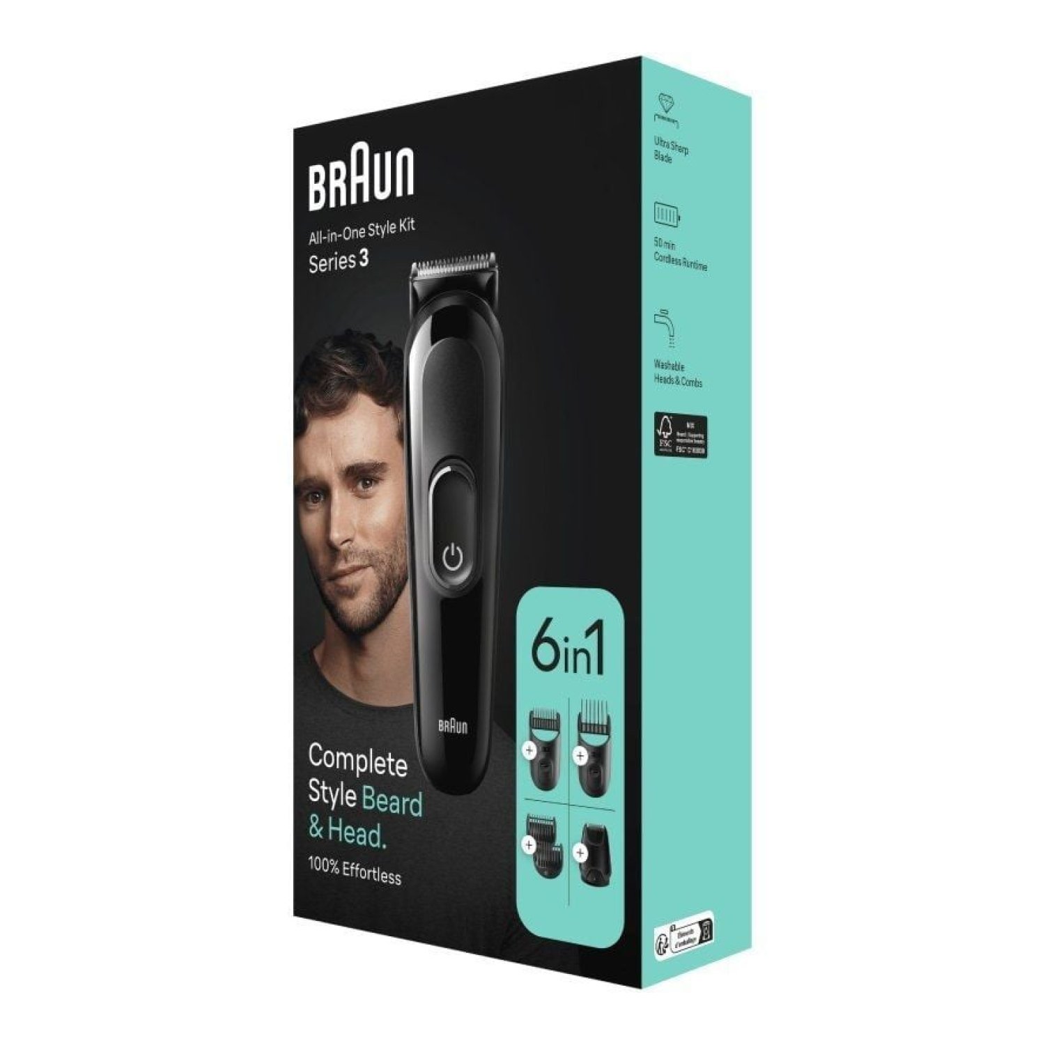 Braun Series 3 MGK3410 · Afeitadora 6 en 1 · Batería · 6 Accesorios