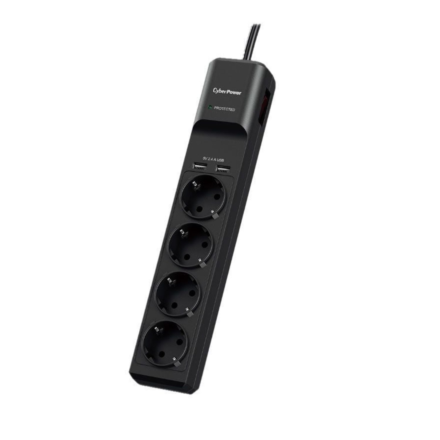 Cyberpower P0420SUD0 · Regleta 4 Tomas + 2 USB · Cable 1,8m · Negra