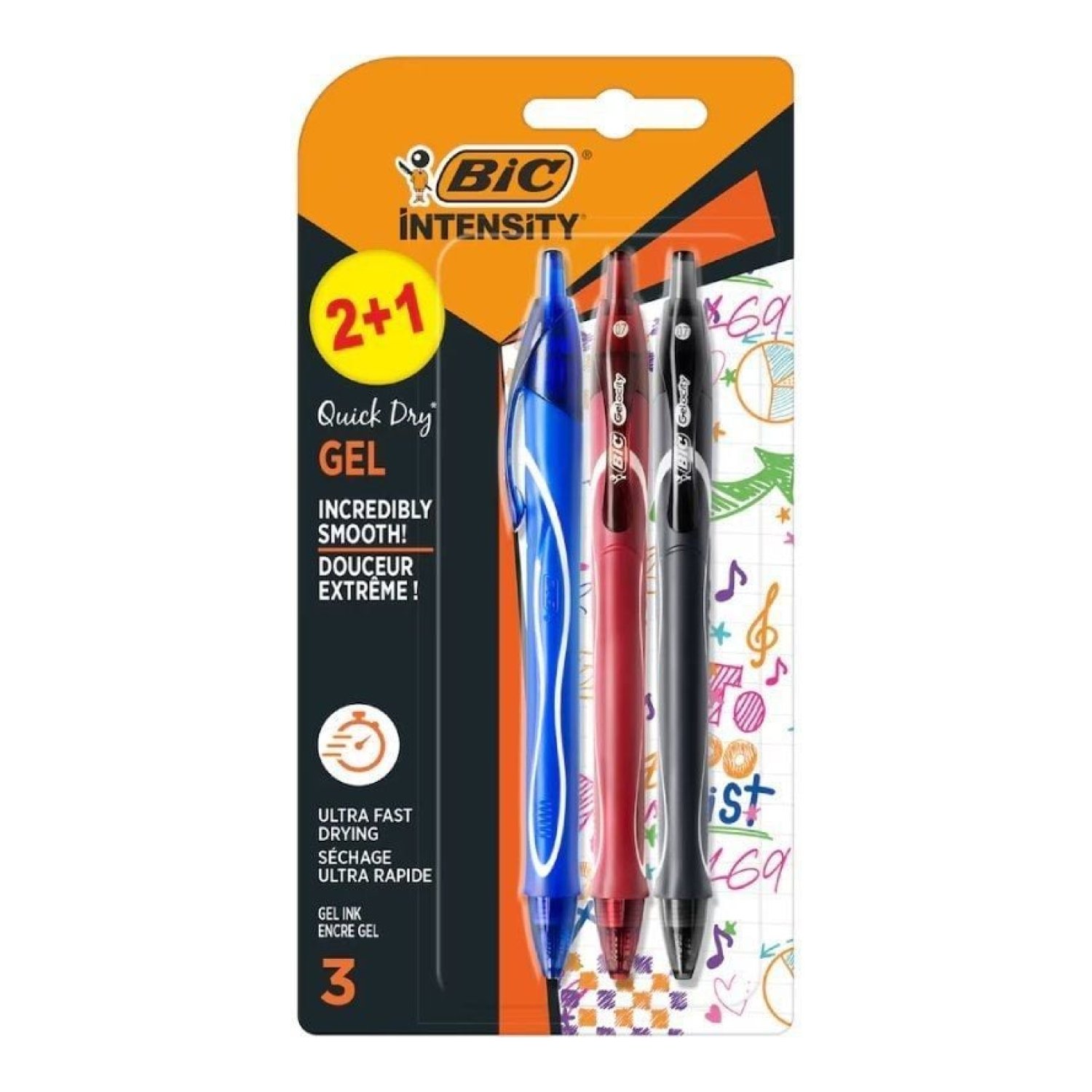 Bic Gelocity Quick Dry · Bolígrafos Gel Retráctiles · 3 unidades · Surtidos