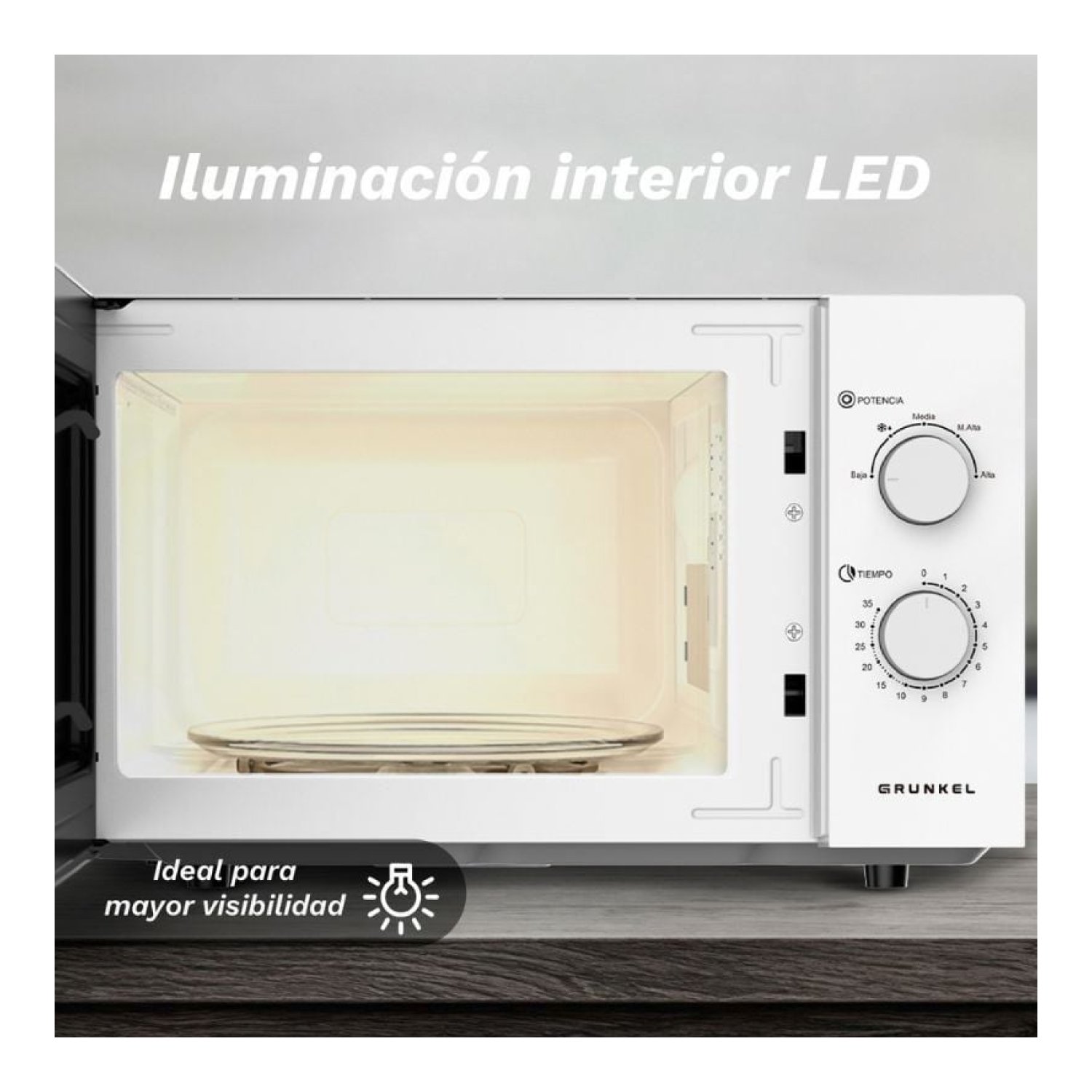 Grunkel MW-25EASY · Microondas 25L · 850W · Blanco
