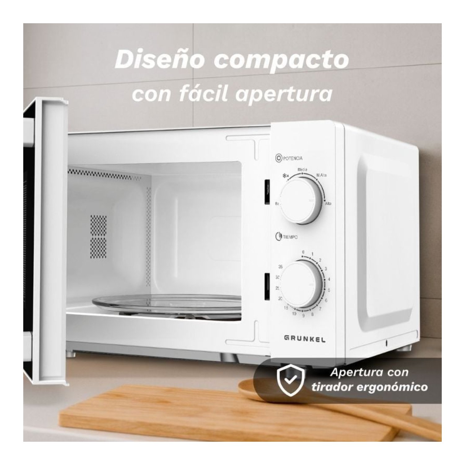 Grunkel MW-25EASY · Microondas 25L · 850W · Blanco