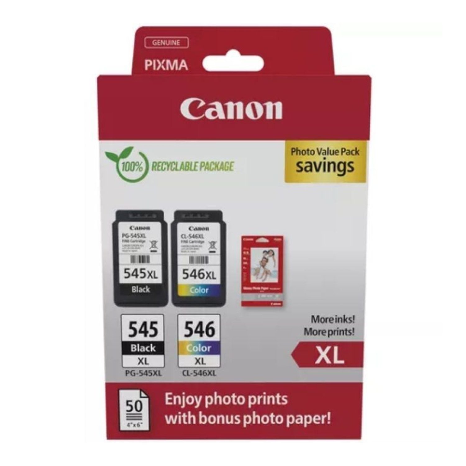 Canon · Cartucho PG-545XL + CL-546XL · Multipack Alta Capacidad · Negro + Tricolor