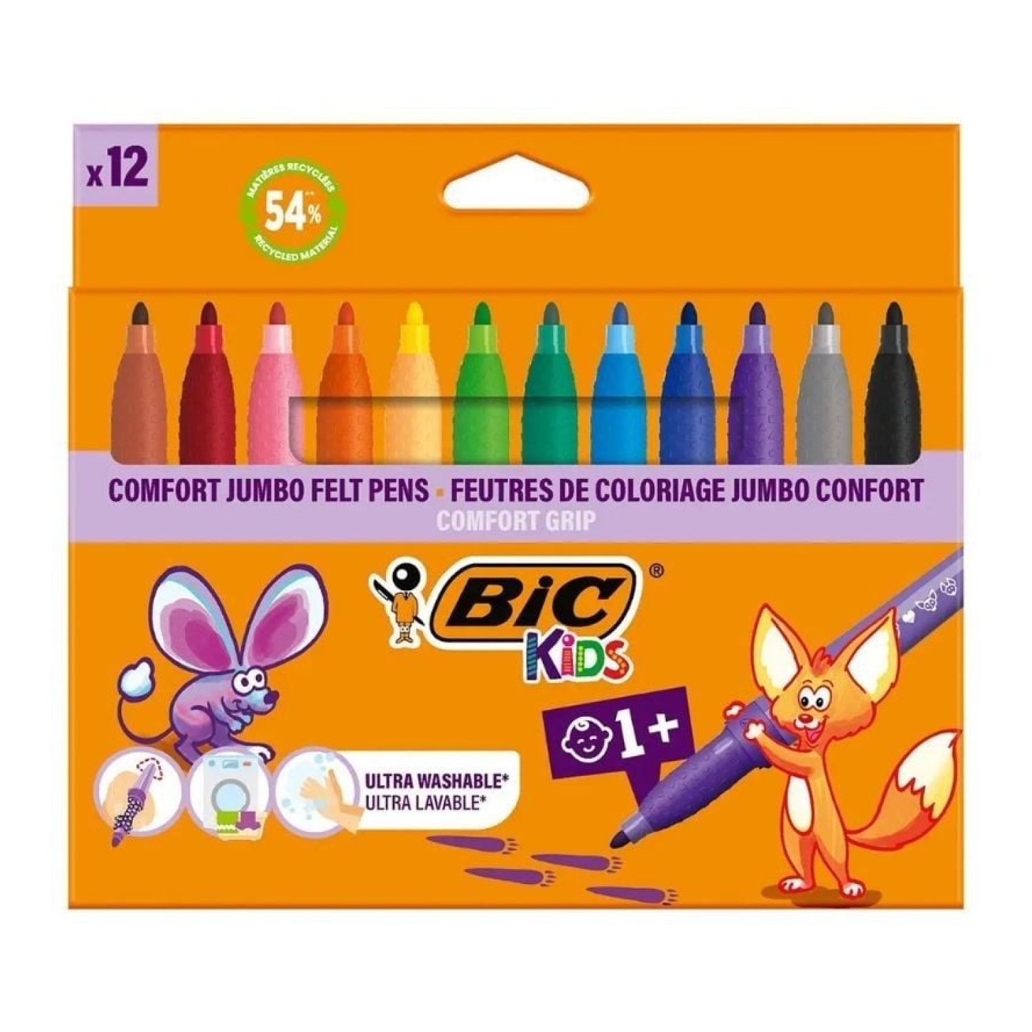 Bic Kids Comfort Jumbo · Rotuladores Punta Ancha · 12 Colores Surtidos