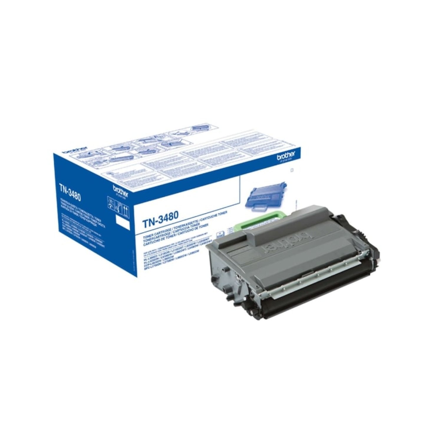 Brother TN-3480 · Tóner Original · Alta Capacidad · Negro