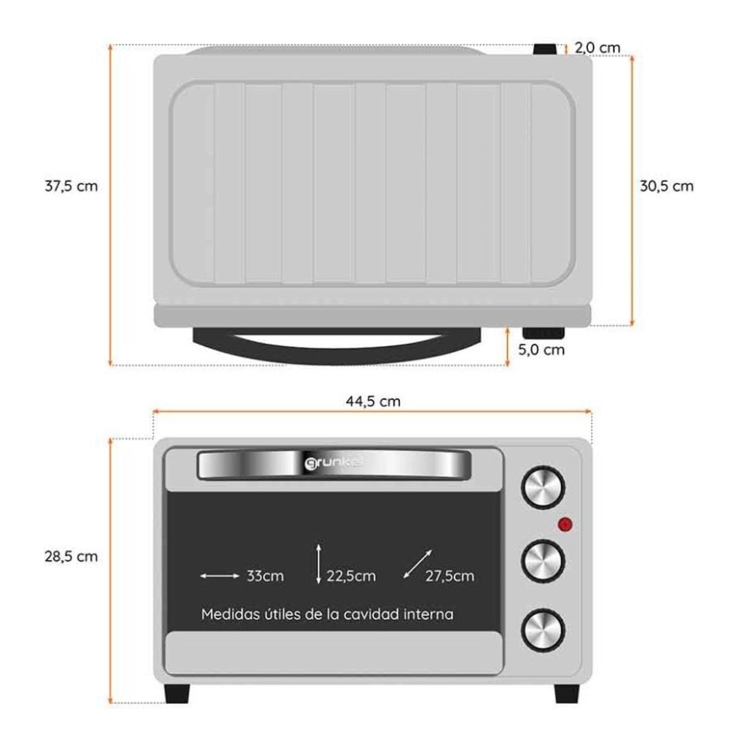 Grunkel HR-23 · Horno Sobremesa · 23L · 1600W · Plata