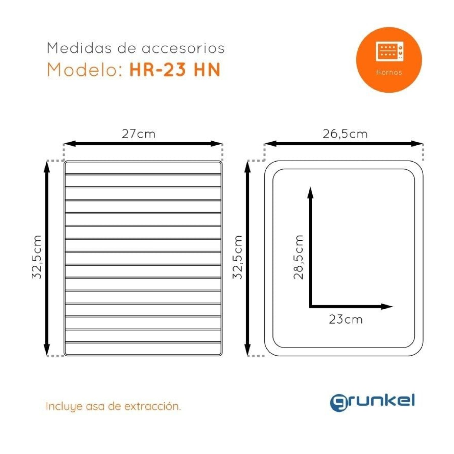 Grunkel HR-23 · Horno Sobremesa · 23L · 1600W · Plata