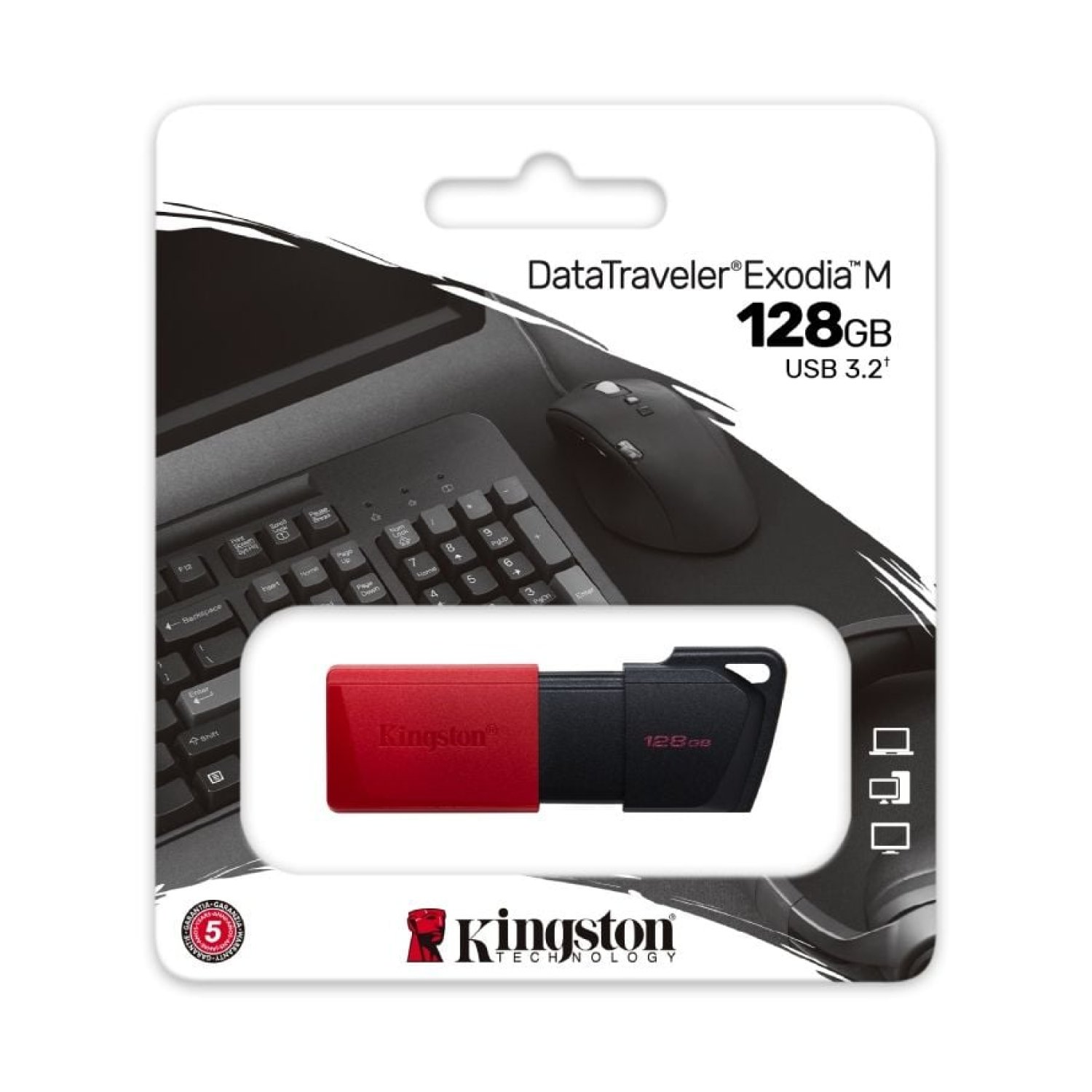 Kingston DataTraveler Exodia M · 128GB · USB 3.2 · Transferencia Rápida