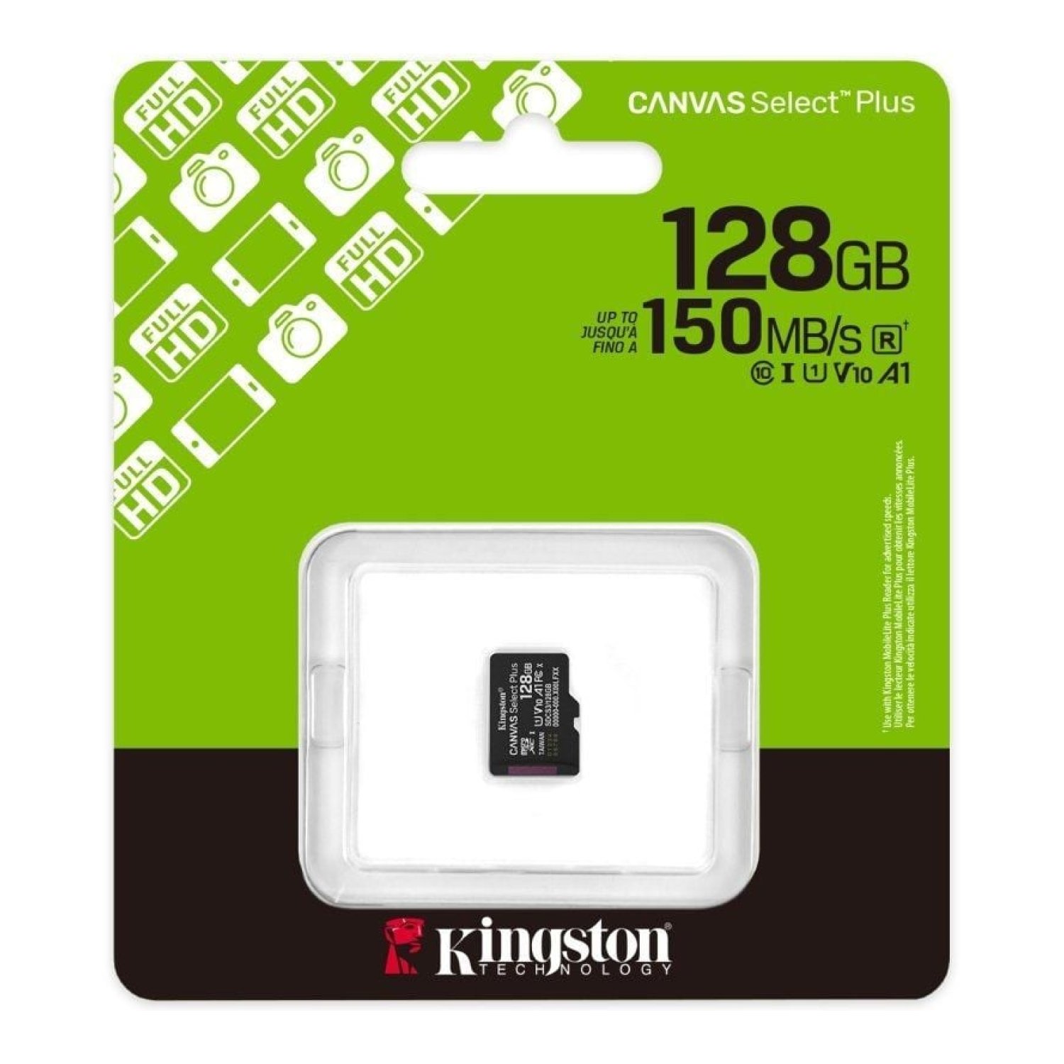 Kingston Canvas Select Plus · MicroSD XC 128GB · Clase 10 · 150MB/s