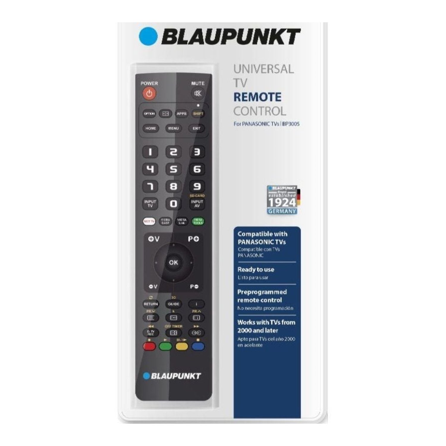Blaupunkt BP3005 · Mando Universal para TV · Control Total