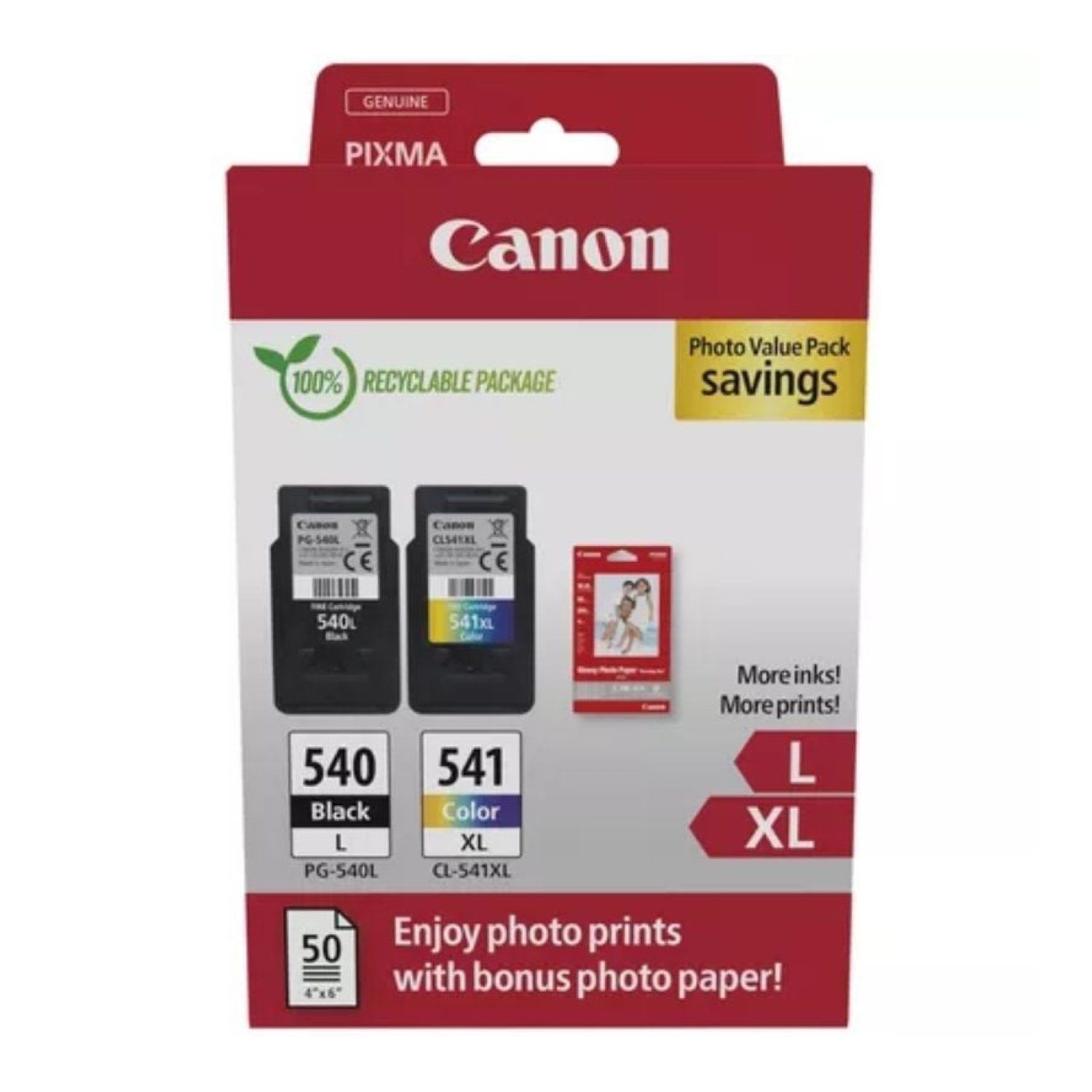 Canon PG-540L + CL-541 XL · Cartucho Multipack Alta Capacidad · Negro + Tricolor