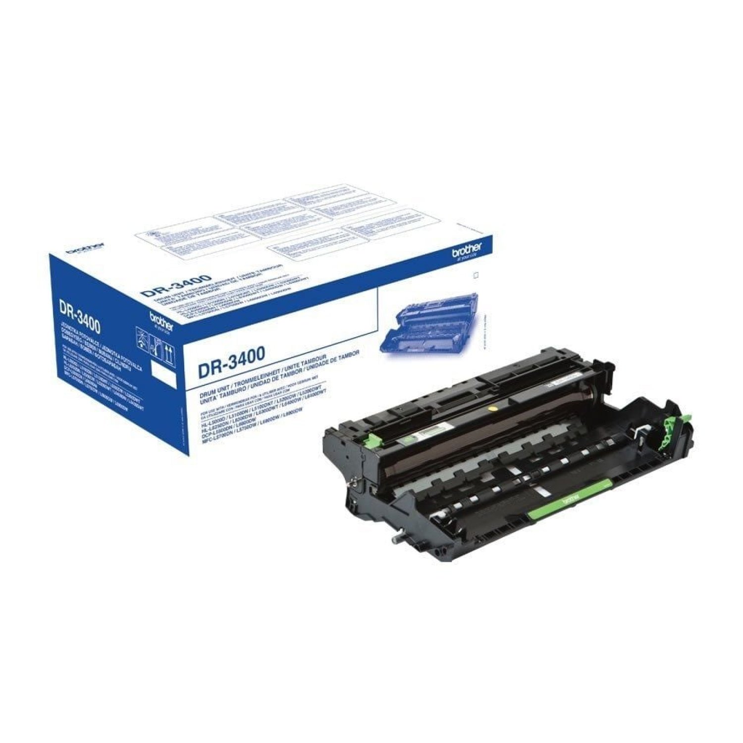 Brother DR-3400 · Tambor de Imagen Original · Compatible con HL-L5100DN/L6400 · Alto Rendimiento