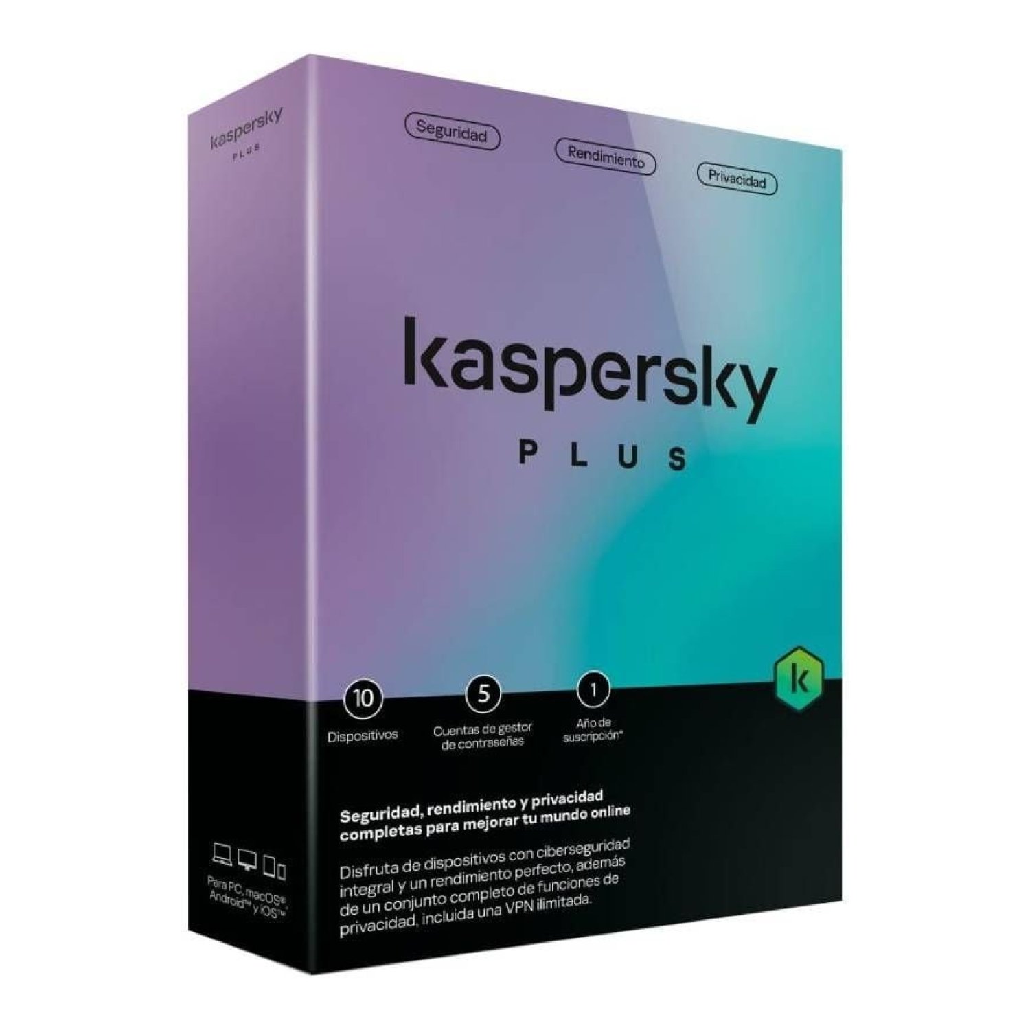 Kaspersky Plus · Antivirus · 10 Dispositivos · 1 Año
