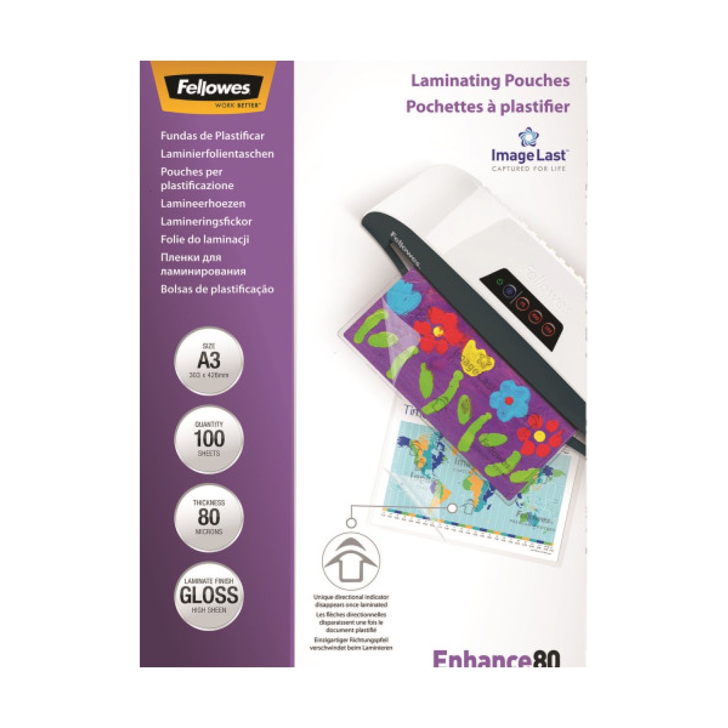 Fellowes Fundas Plastificar · A3 · 80 Micras · 100 unidades