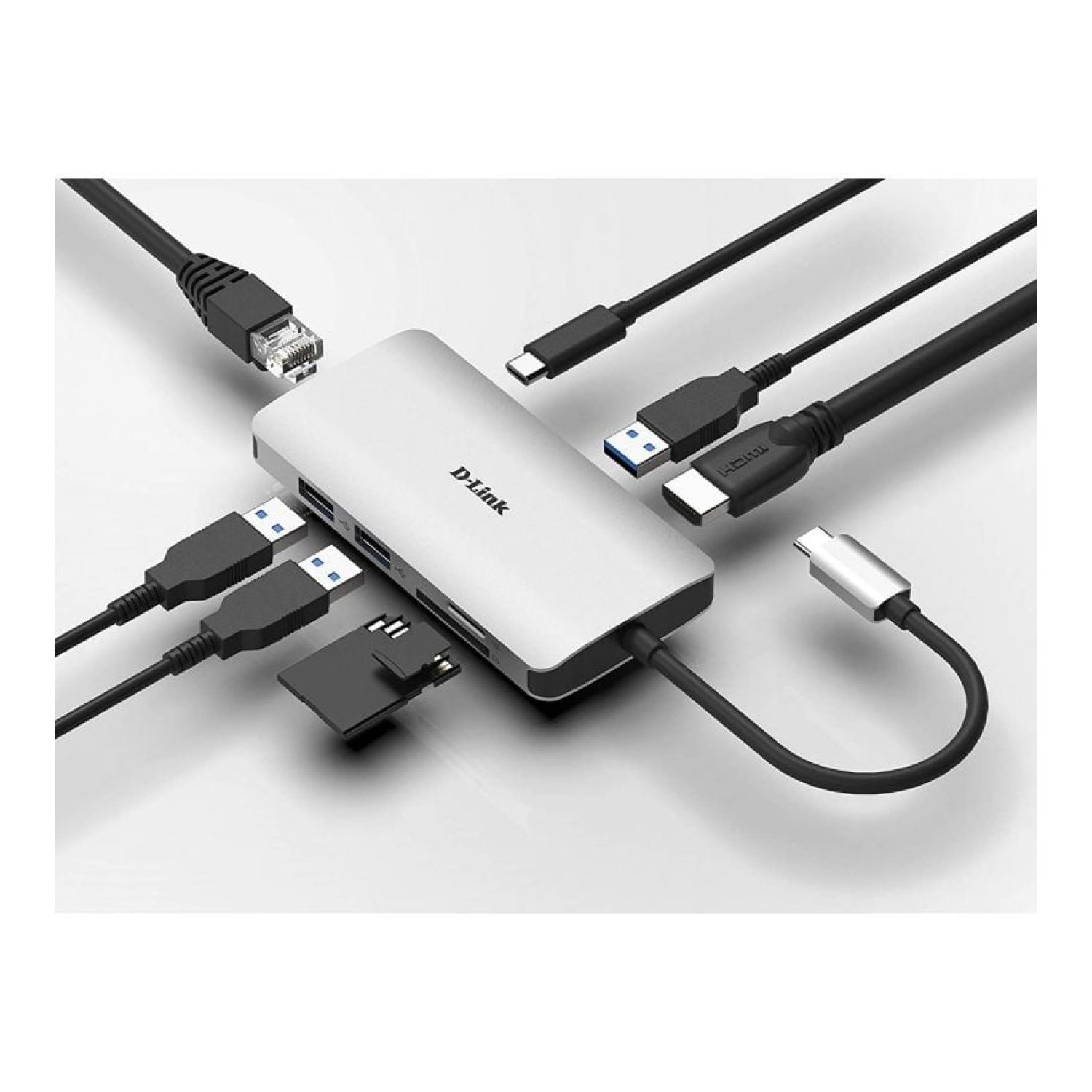 D-Link DUB-M810 · Docking USB Tipo-C · 3xUSB · HDMI 4K · RJ45 · Lector Tarjetas