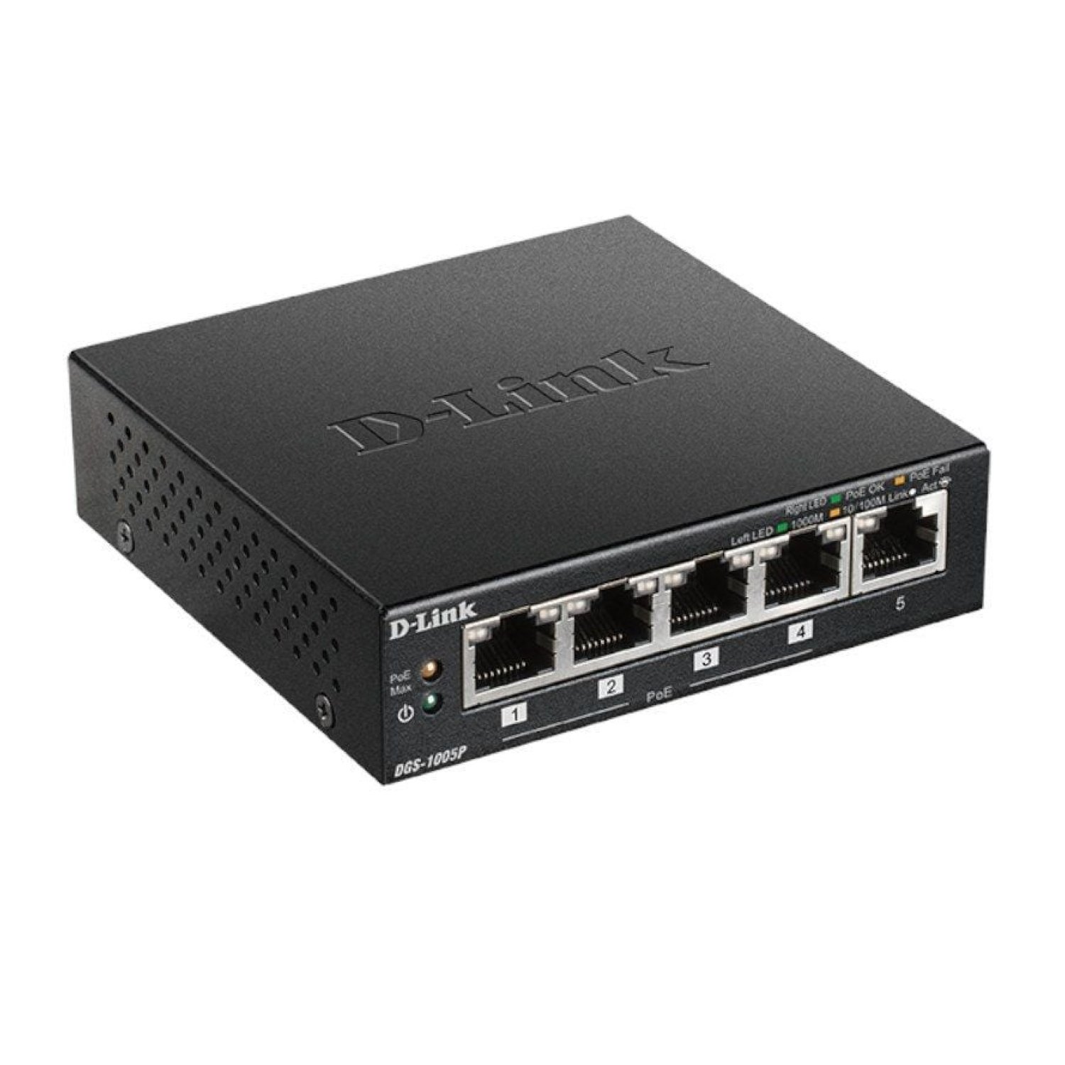 D-Link DGS-1005P · Switch 5 Puertos · Gigabit Ethernet · PoE