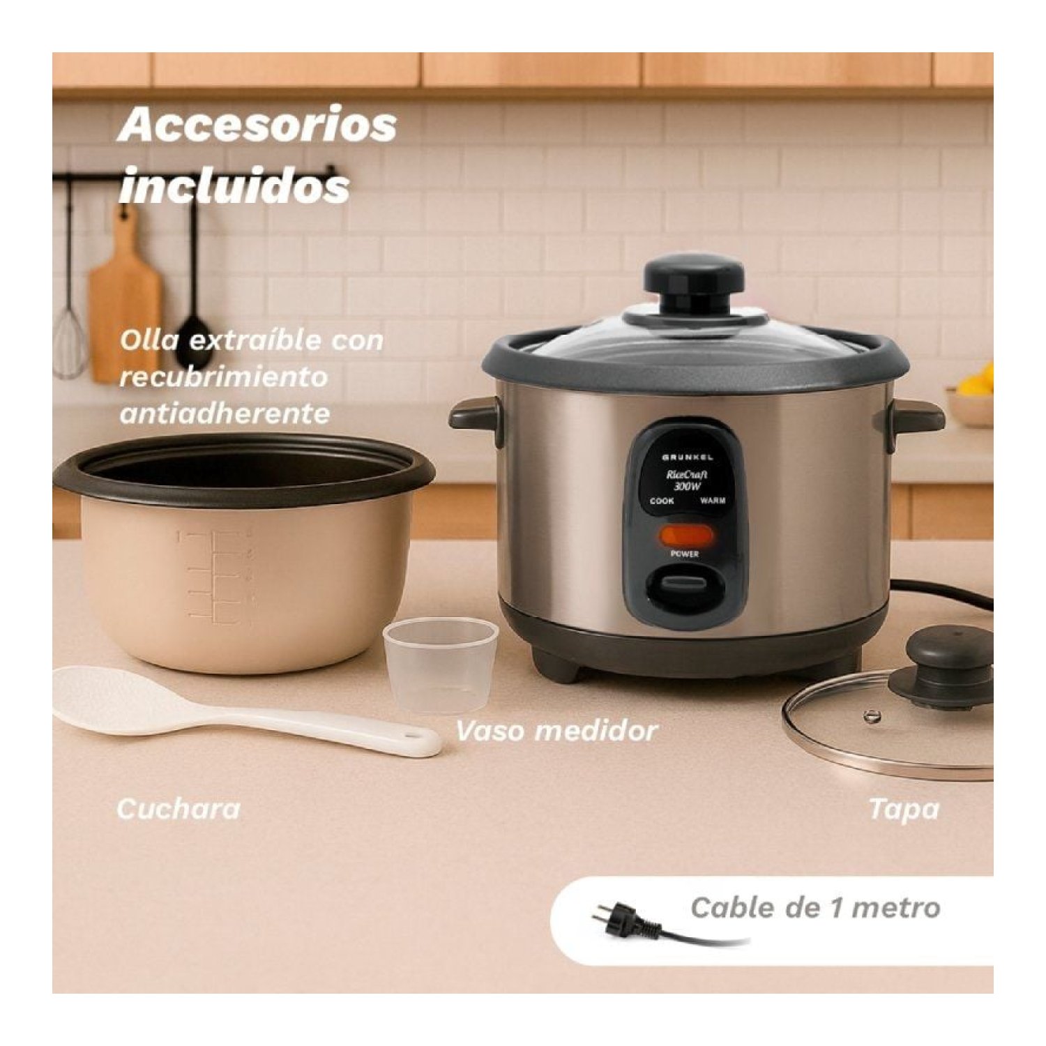 Grunkel Arrocera RC-18L · 1.8L · 1000W · Cocción Automática
