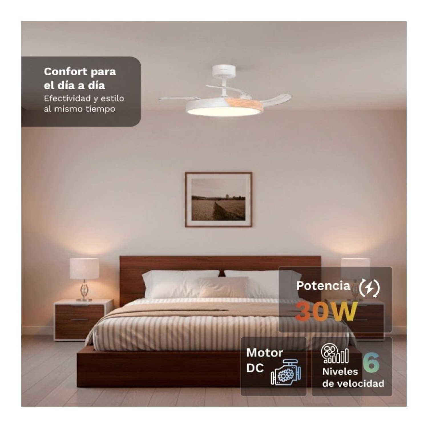 Grunkel SkyDual42 · Ventilador Techo · 106cm · 4 Aspas · 30W · 6 Velocidades