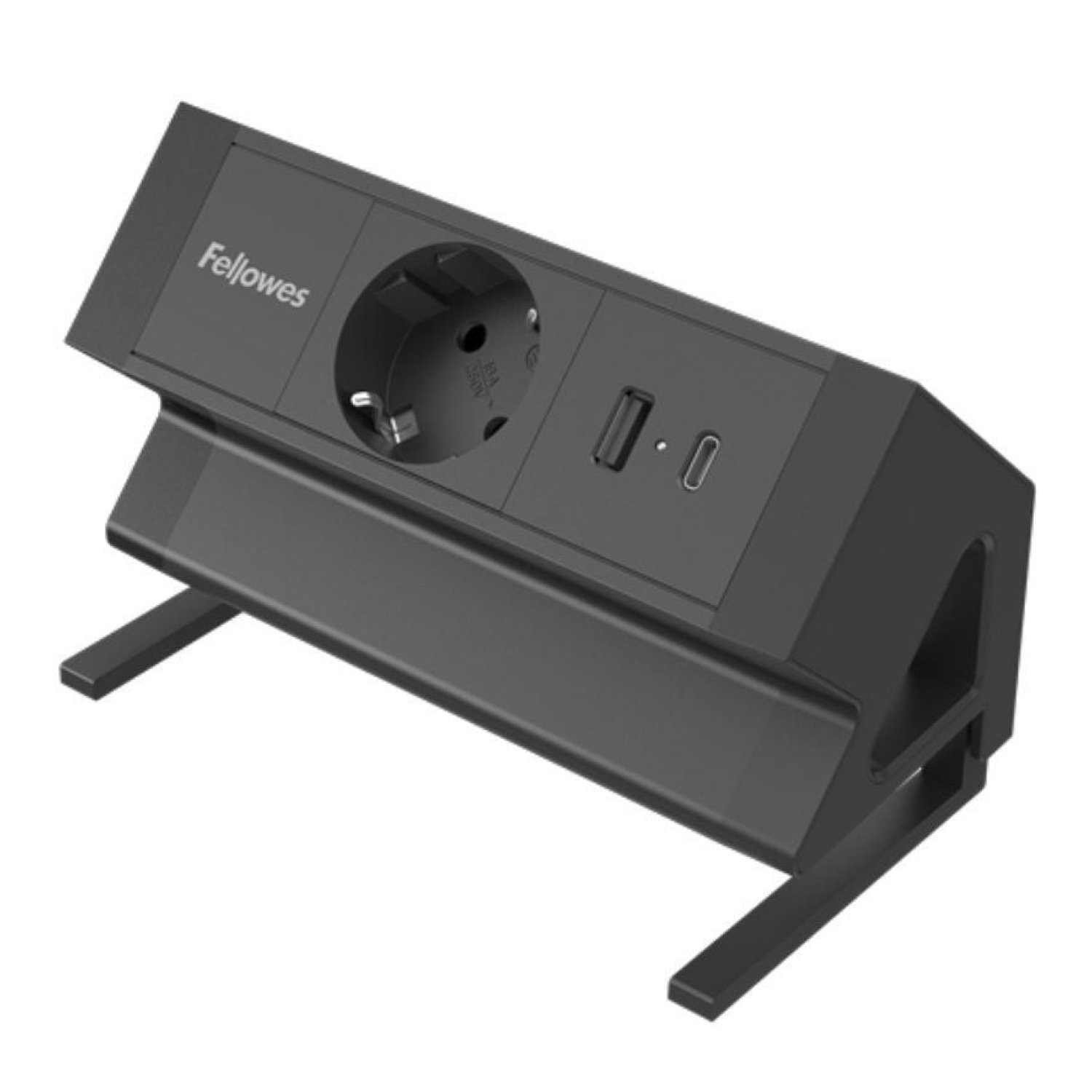 Fellowes · Regleta Sobremesa · 1 Toma + USB + USB-C · Cable 2m · Negra