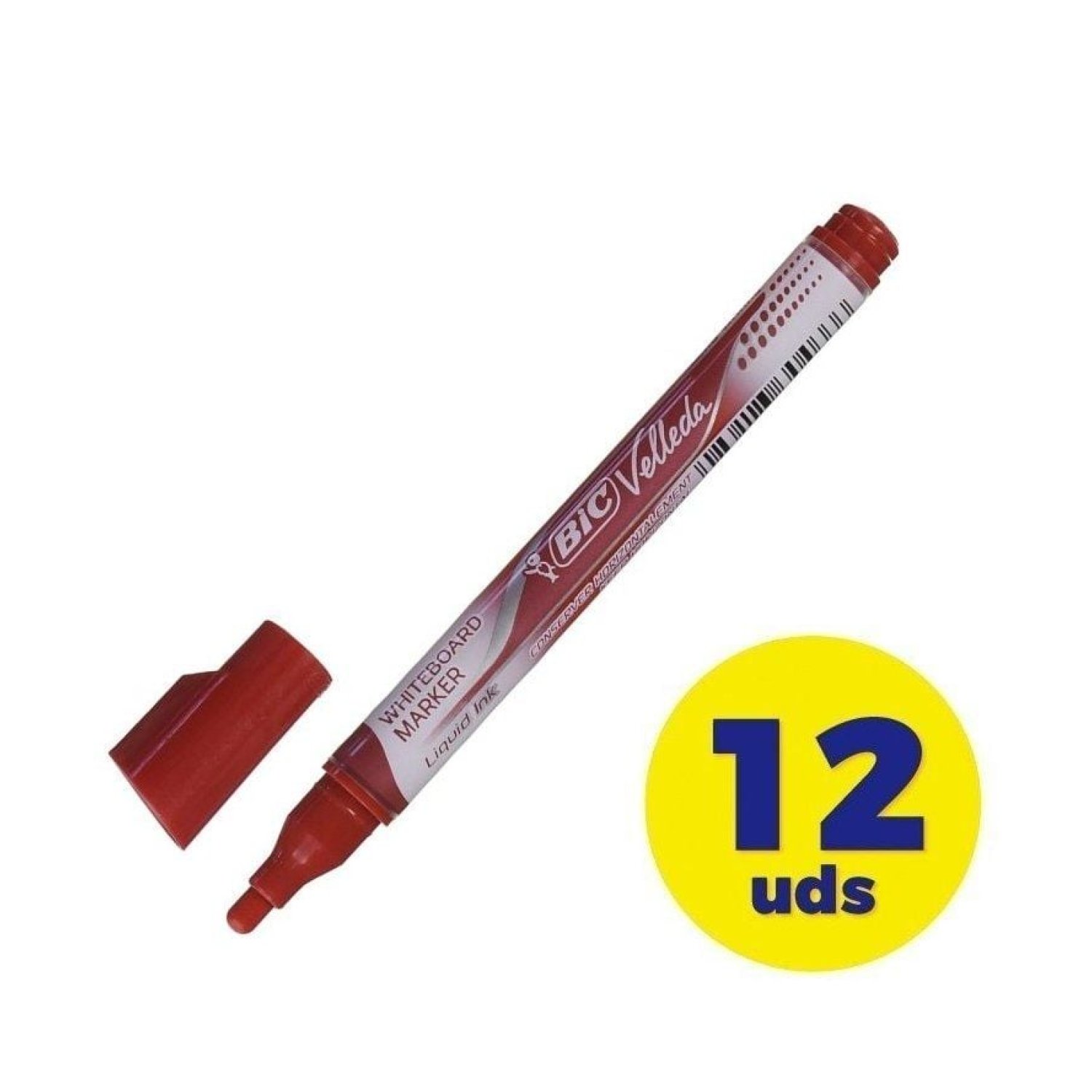 Bic Velleda · Rotuladores Punta Redonda · 1,5mm · 12 Unidades · Rojo