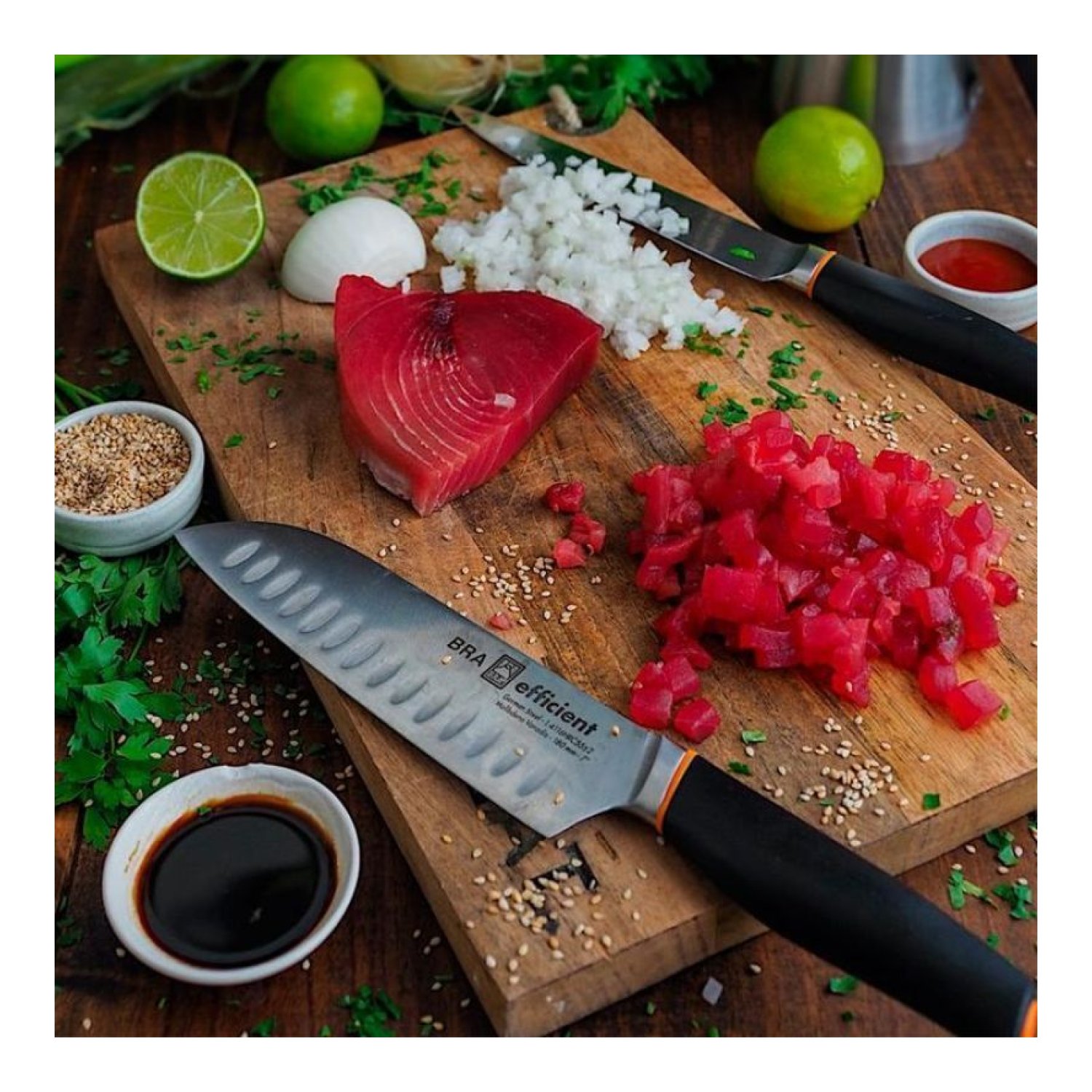 Cuchillo Santoku Bra Efficient A198003/ Hoja 130mm/ Acero inoxidable
