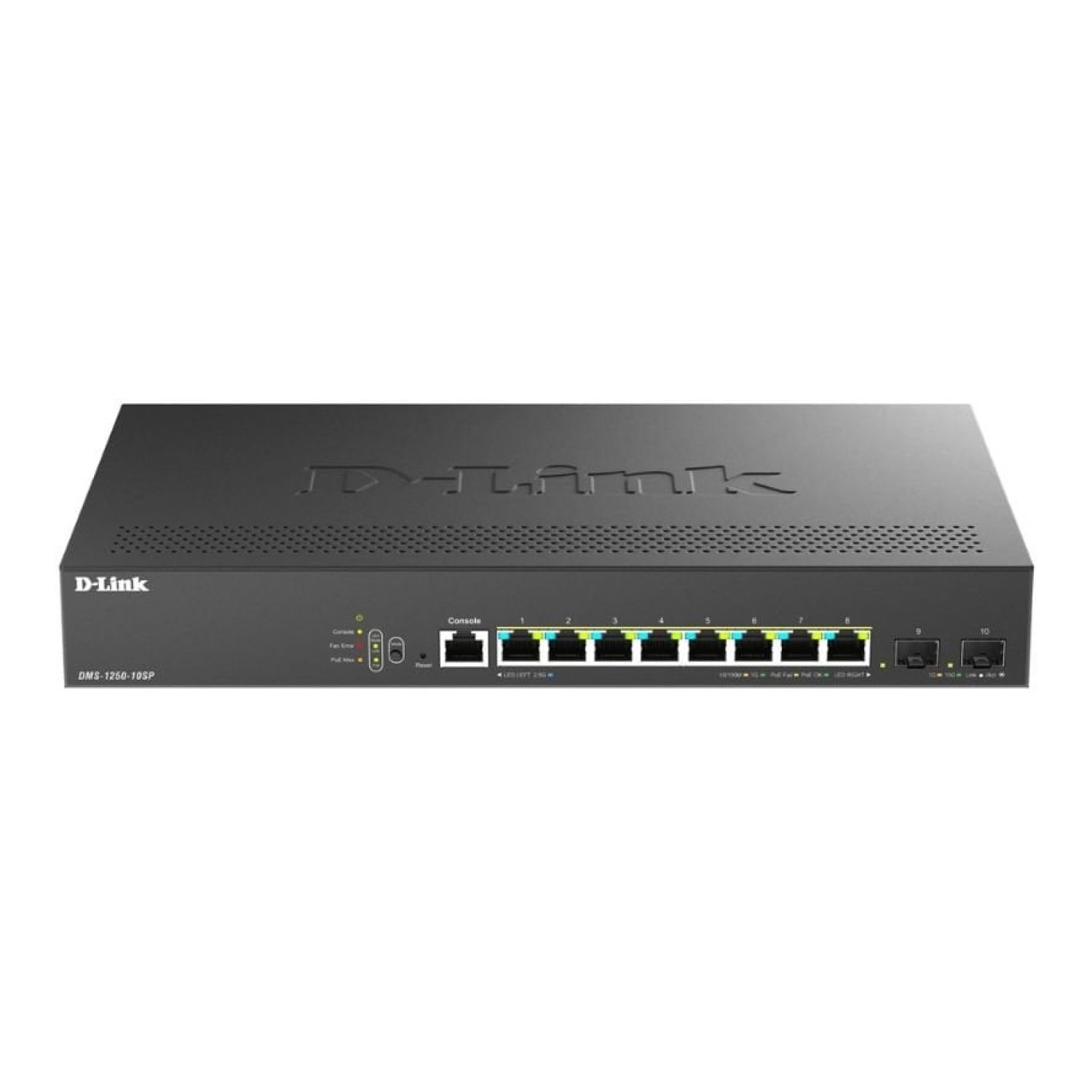 D-Link DMS-1250-10SP · 8 Puertos RJ-45 Gigabit · 2,5G · SFP · PoE