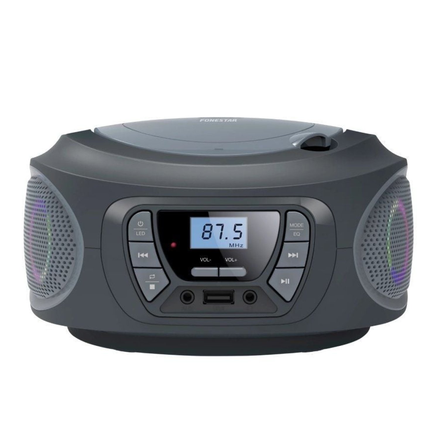 Fonestar Boom-One-G · Radio CD Portátil · 13W · Pilas/Cable · Gris