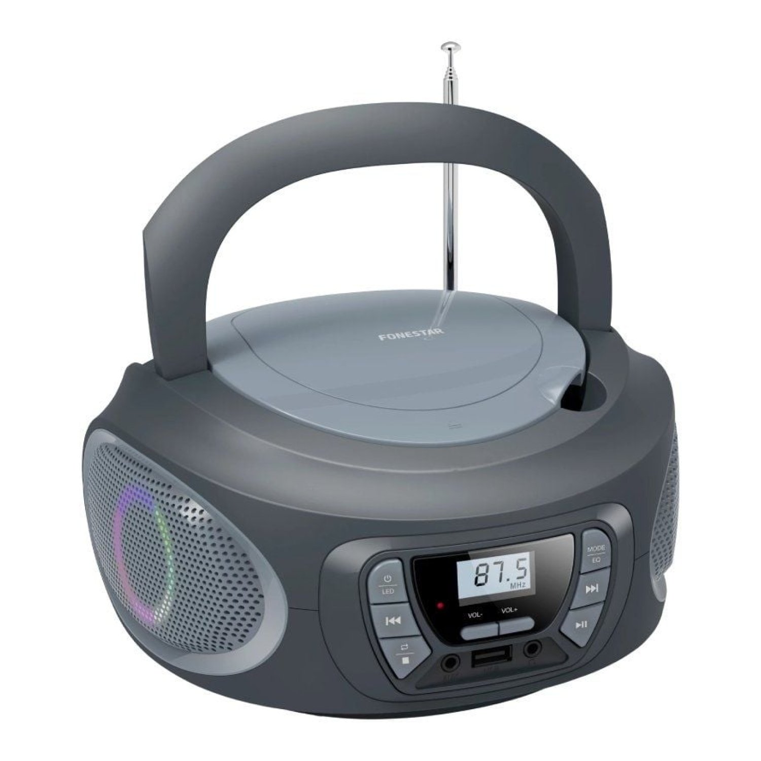 Fonestar Boom-One-G · Radio CD Portátil · 13W · Pilas/Cable · Gris