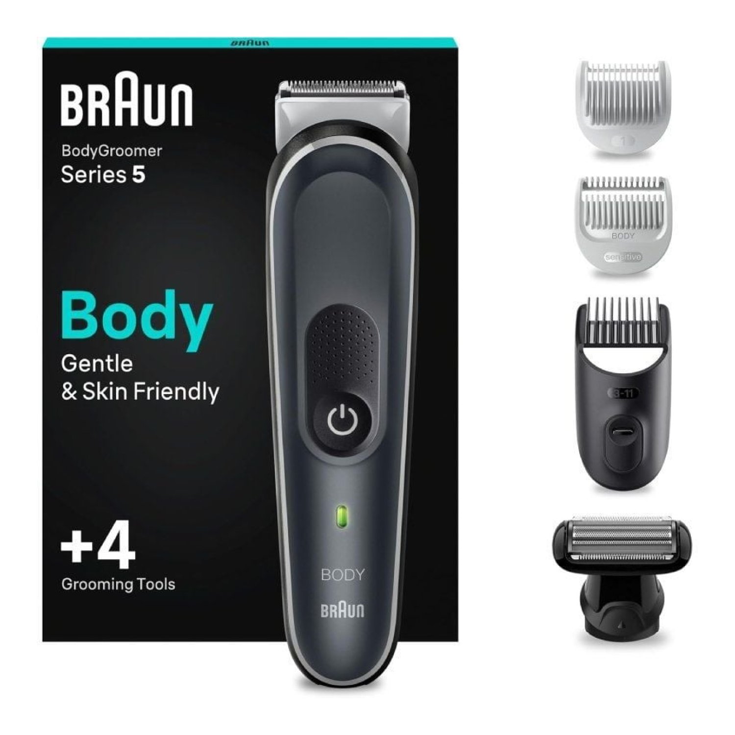 Braun BodyGroomer Series 5 · Cortapelos · Batería · 4 Accesorios