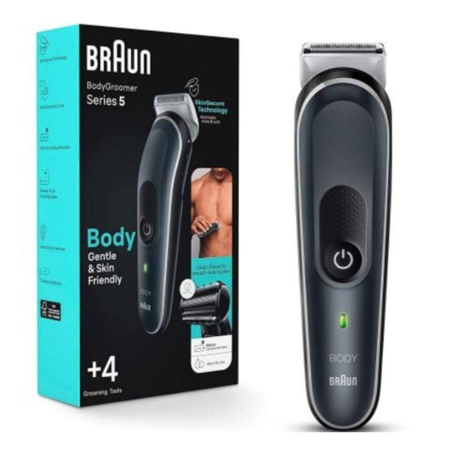 Braun BodyGroomer Series 5 · Cortapelos · Batería · 4 Accesorios