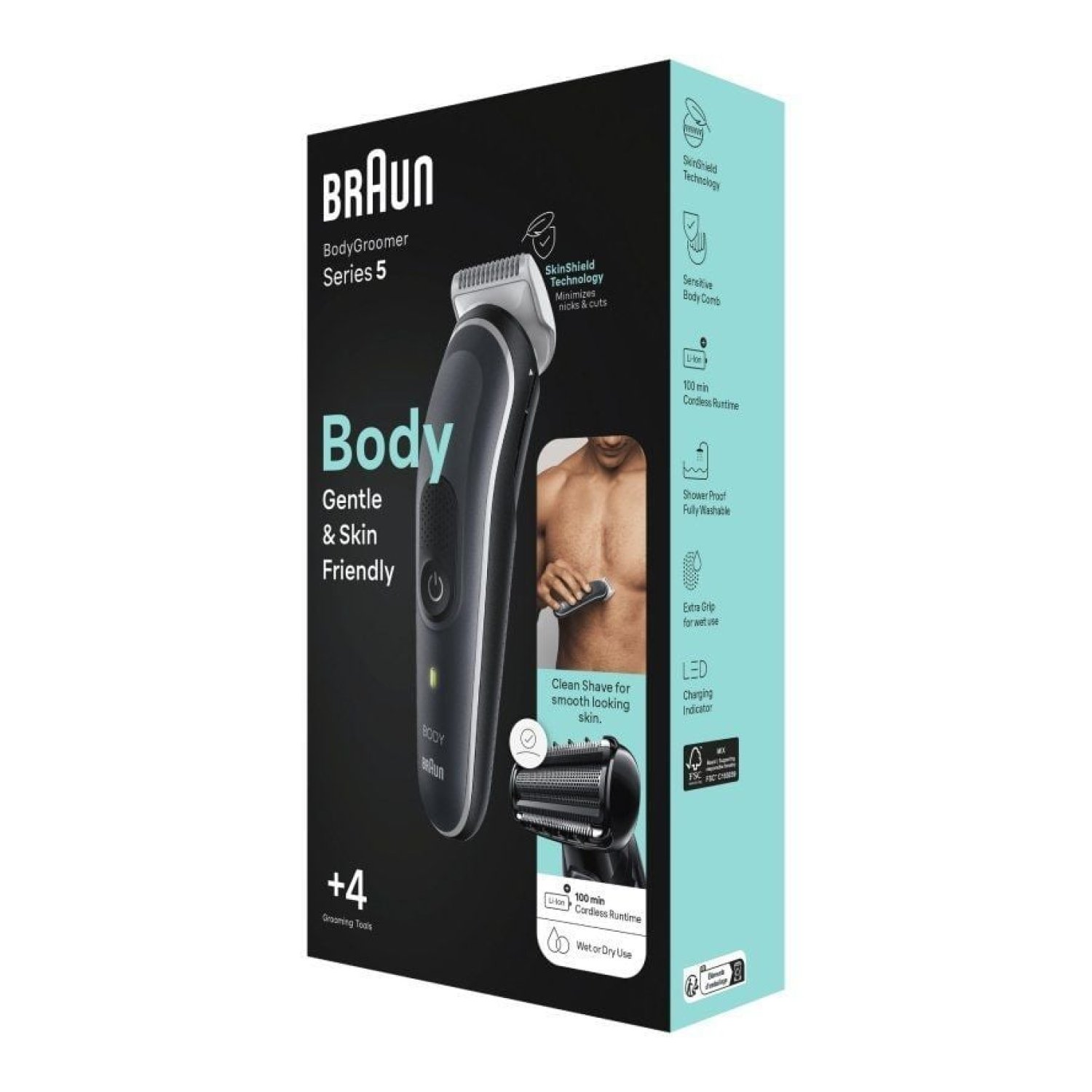 Braun BodyGroomer Series 5 · Cortapelos · Batería · 4 Accesorios