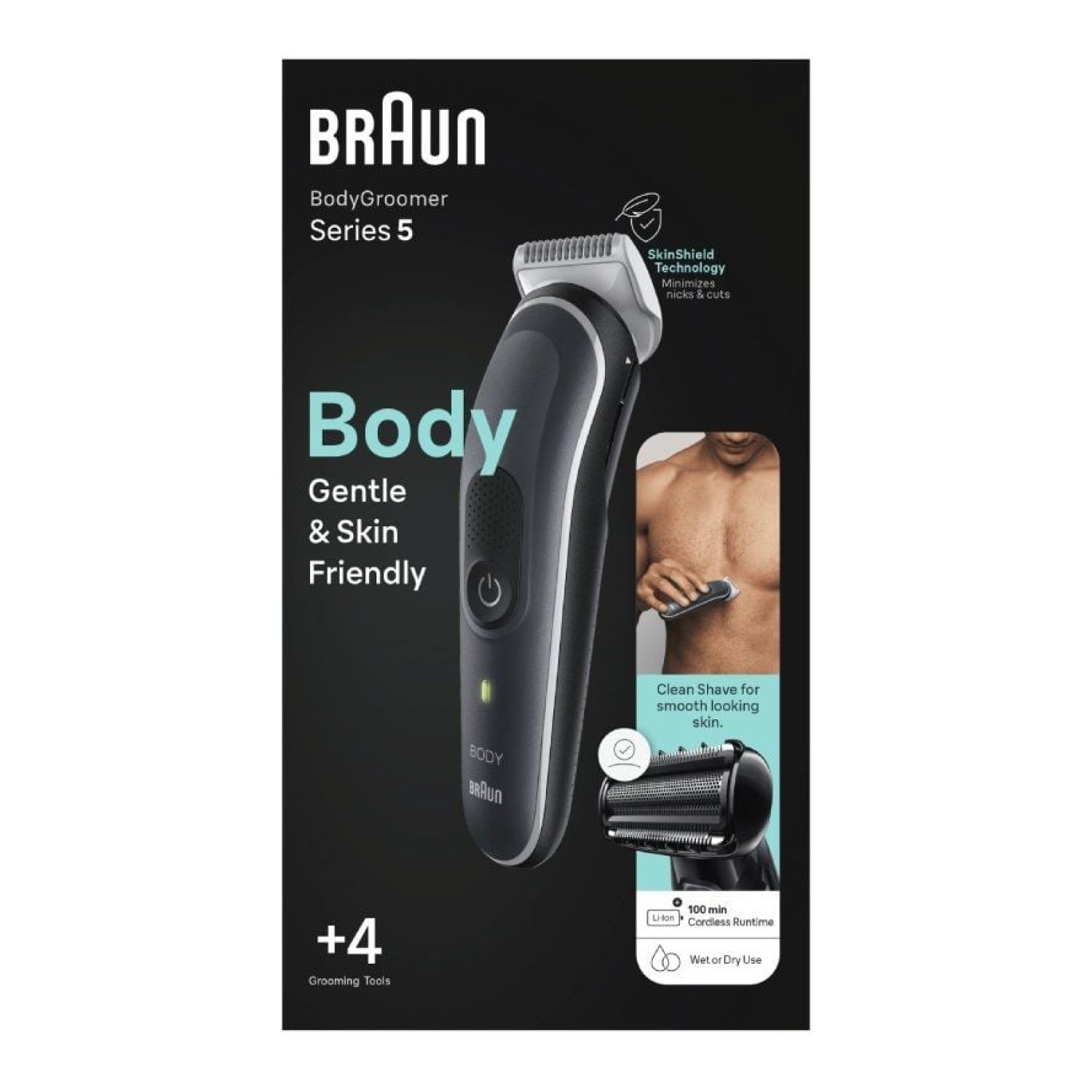 Braun BodyGroomer Series 5 · Cortapelos · Batería · 4 Accesorios