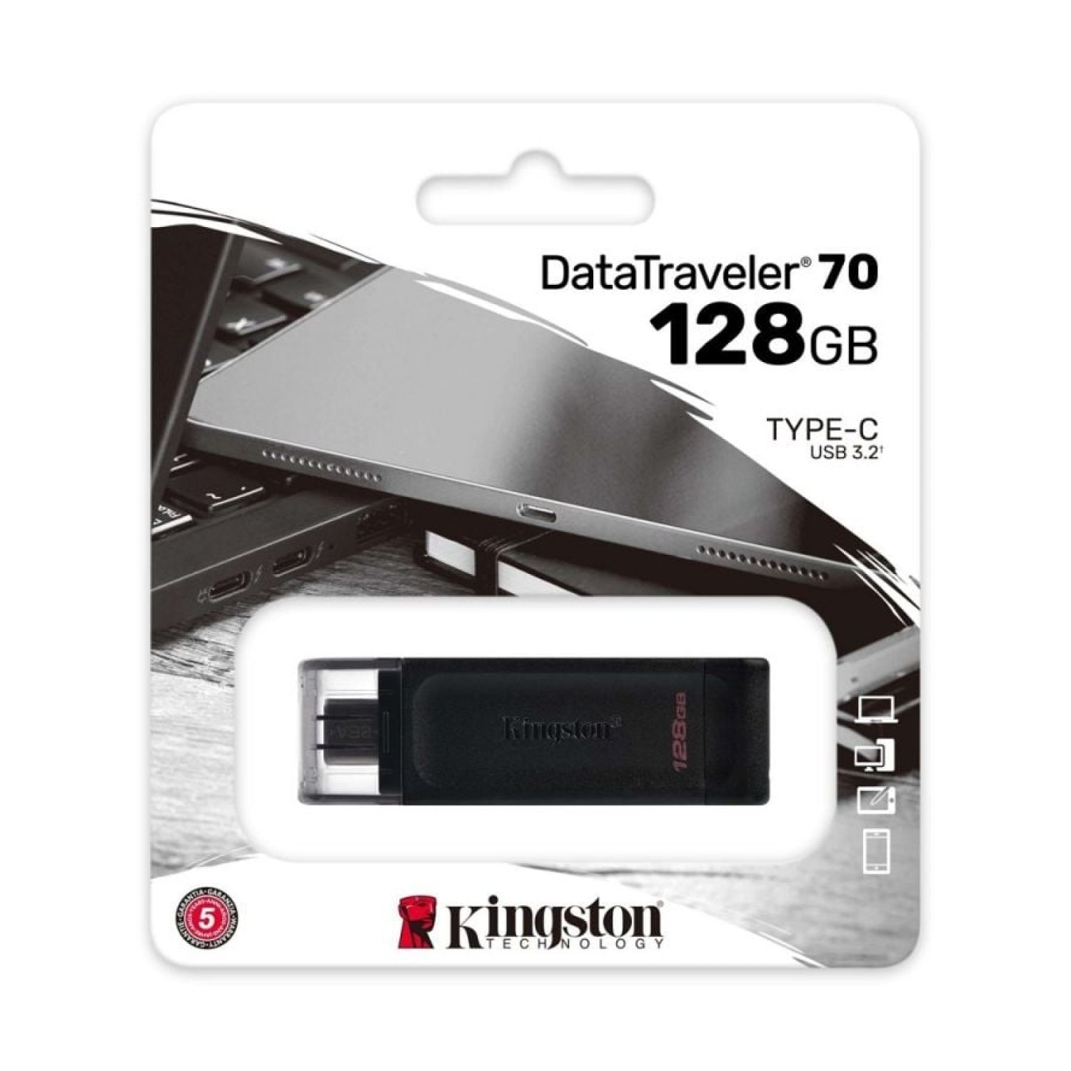 Kingston DataTraveler 70 · 128GB · USB Tipo-C