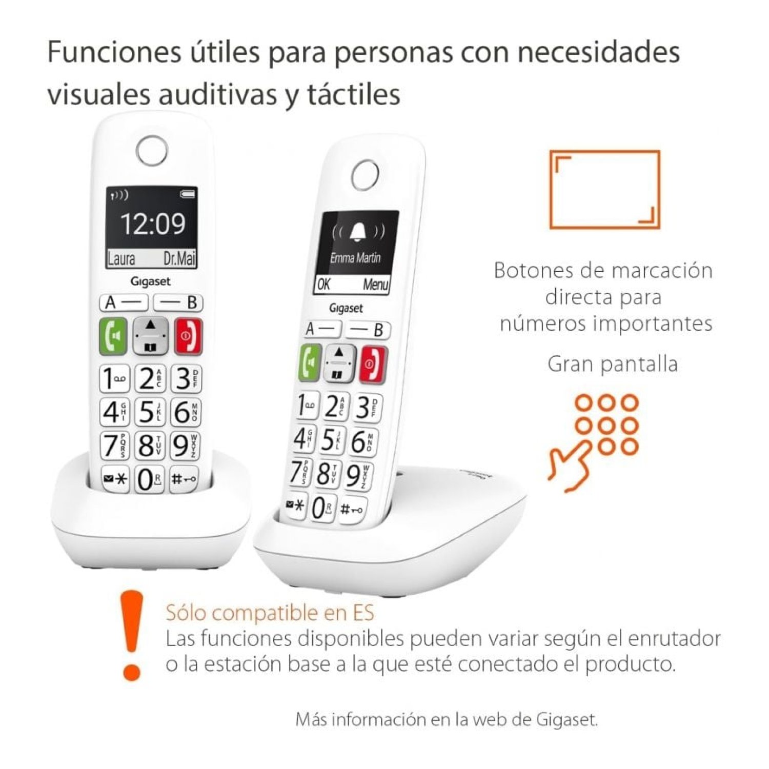 Gigaset E290 · Teléfono Inalámbrico Pack DUO · Blanco