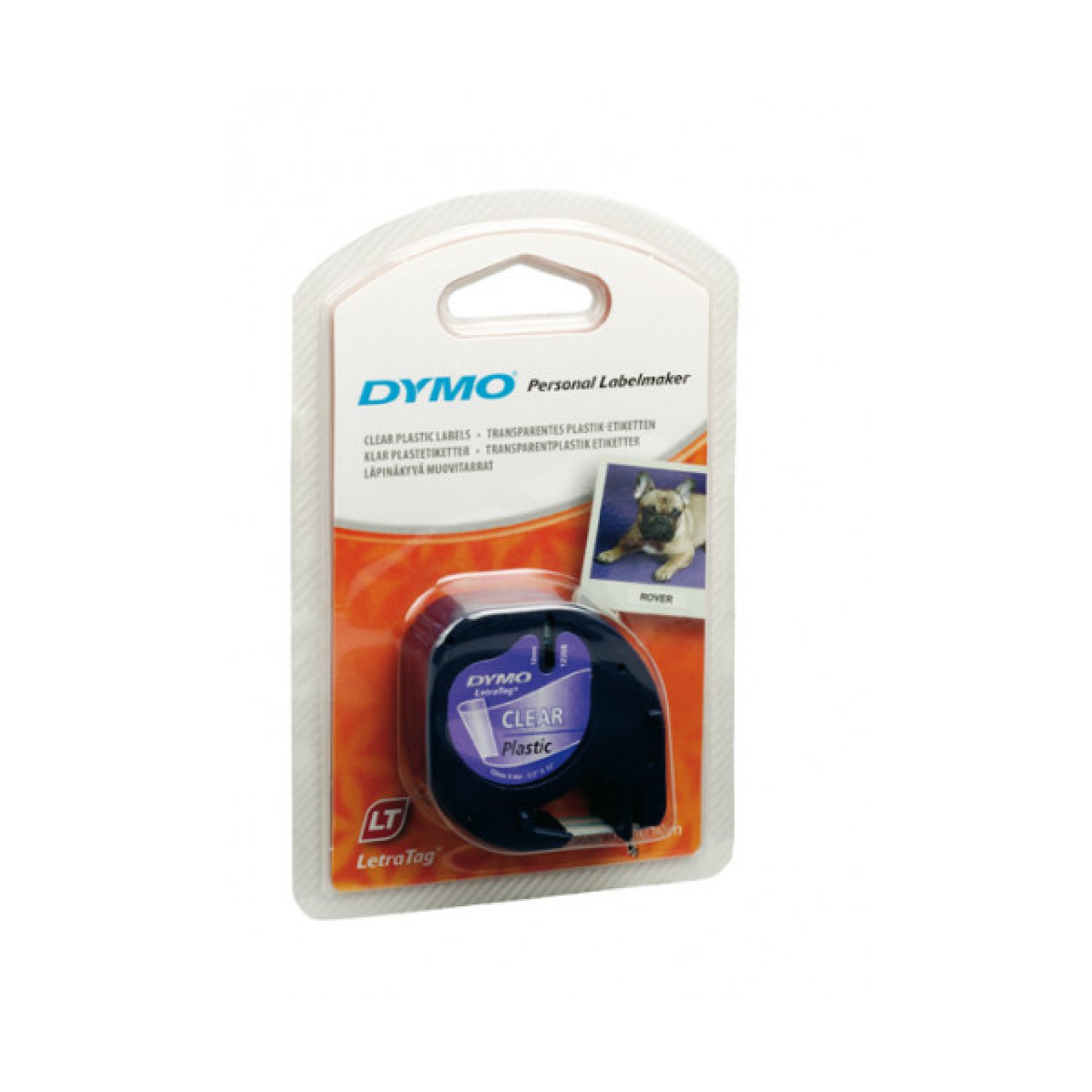 Dymo LetraTag · Cinta Adhesiva 12mm x 4m · Negra-Transparente