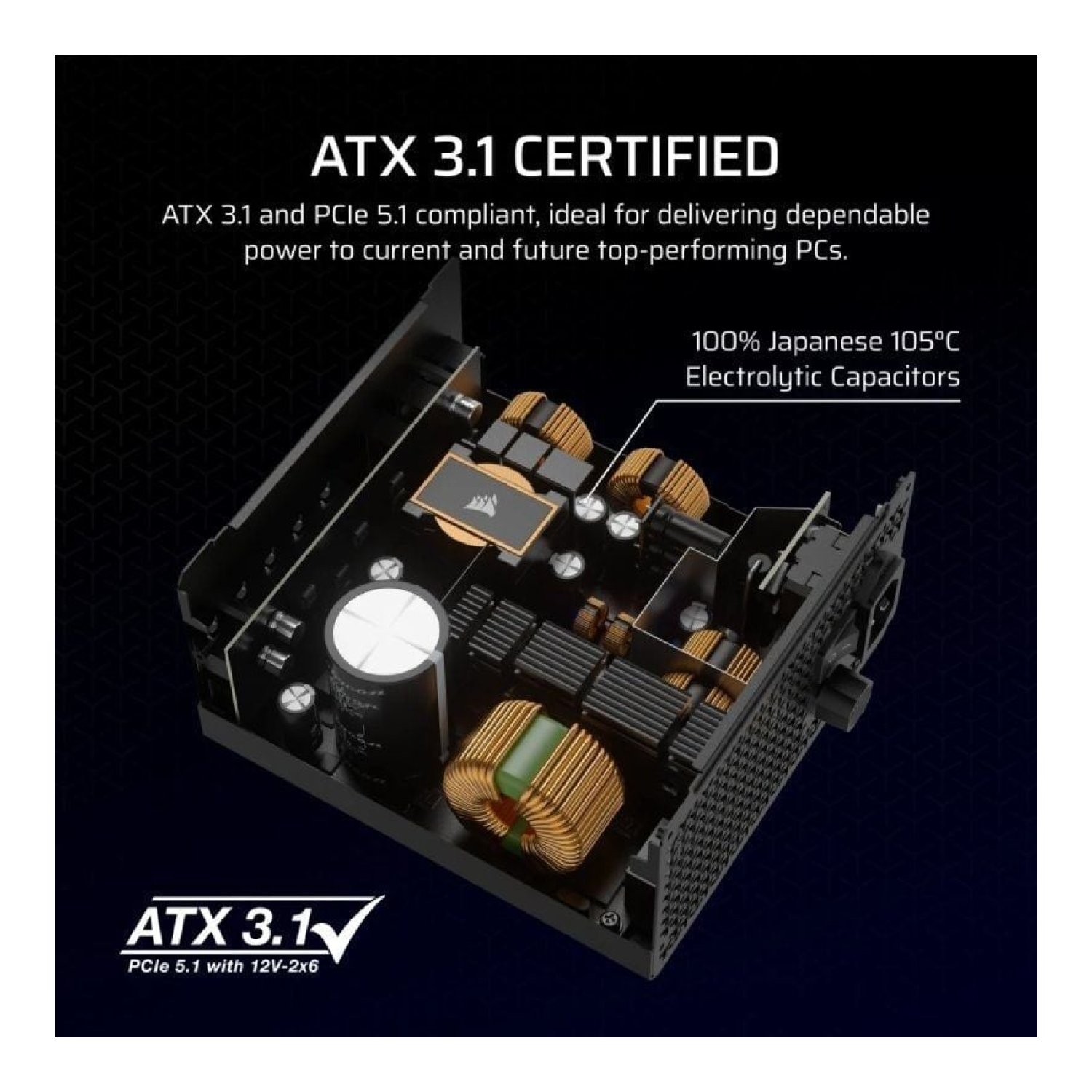 Corsair RM1000X · 1000W · Modular · ATX 3.1 · PCIe 5.0 · Certificación Gold