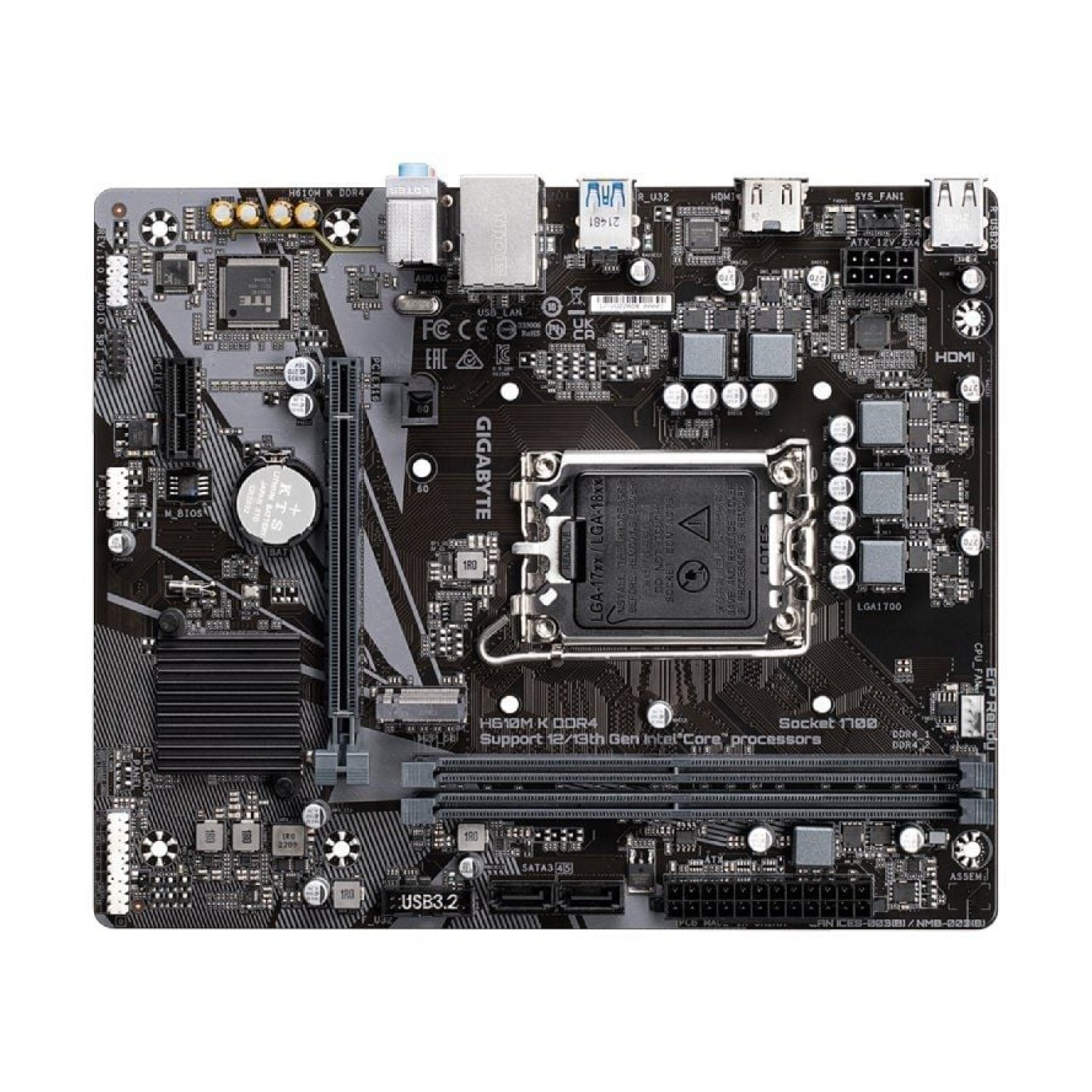 Gigabyte H610M K · Socket 1700 · DDR4 · PCIe 4.0 · Micro ATX