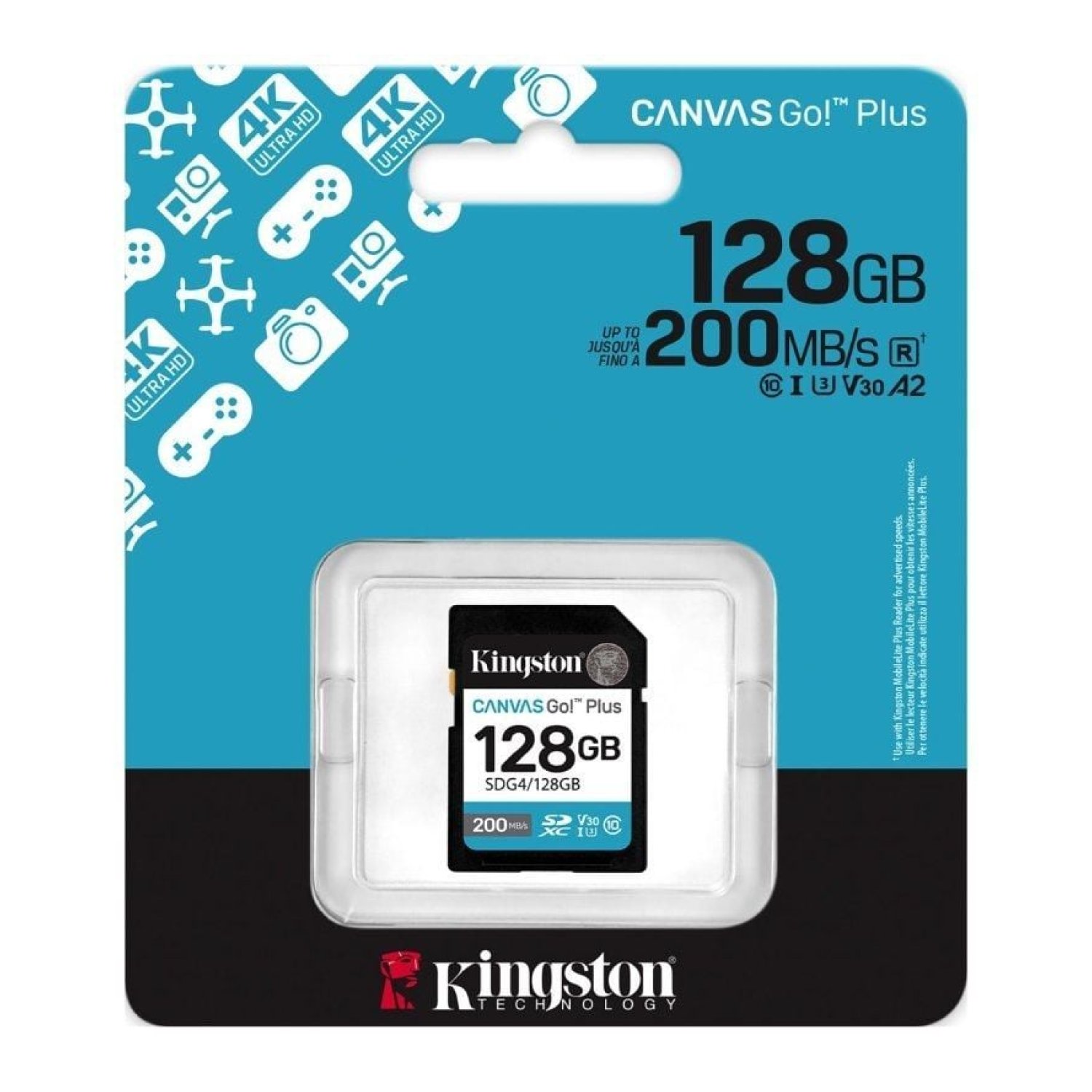 Kingston Canvas Go! Plus · 128GB · SDXC · Clase 10 · 200MB/s