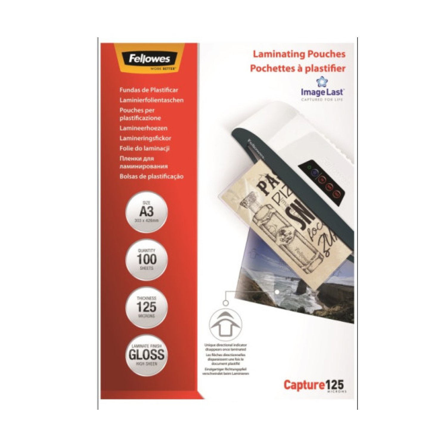 Fellowes Fundas para Plastificar · A3 · 125 micras · 100 unidades