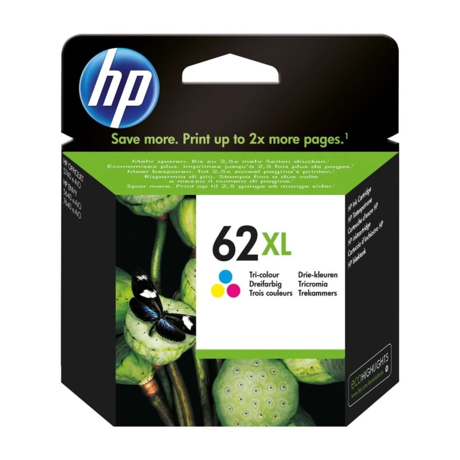 HP Cartucho Tinta nº62 XL · Alta Capacidad · Tricolor