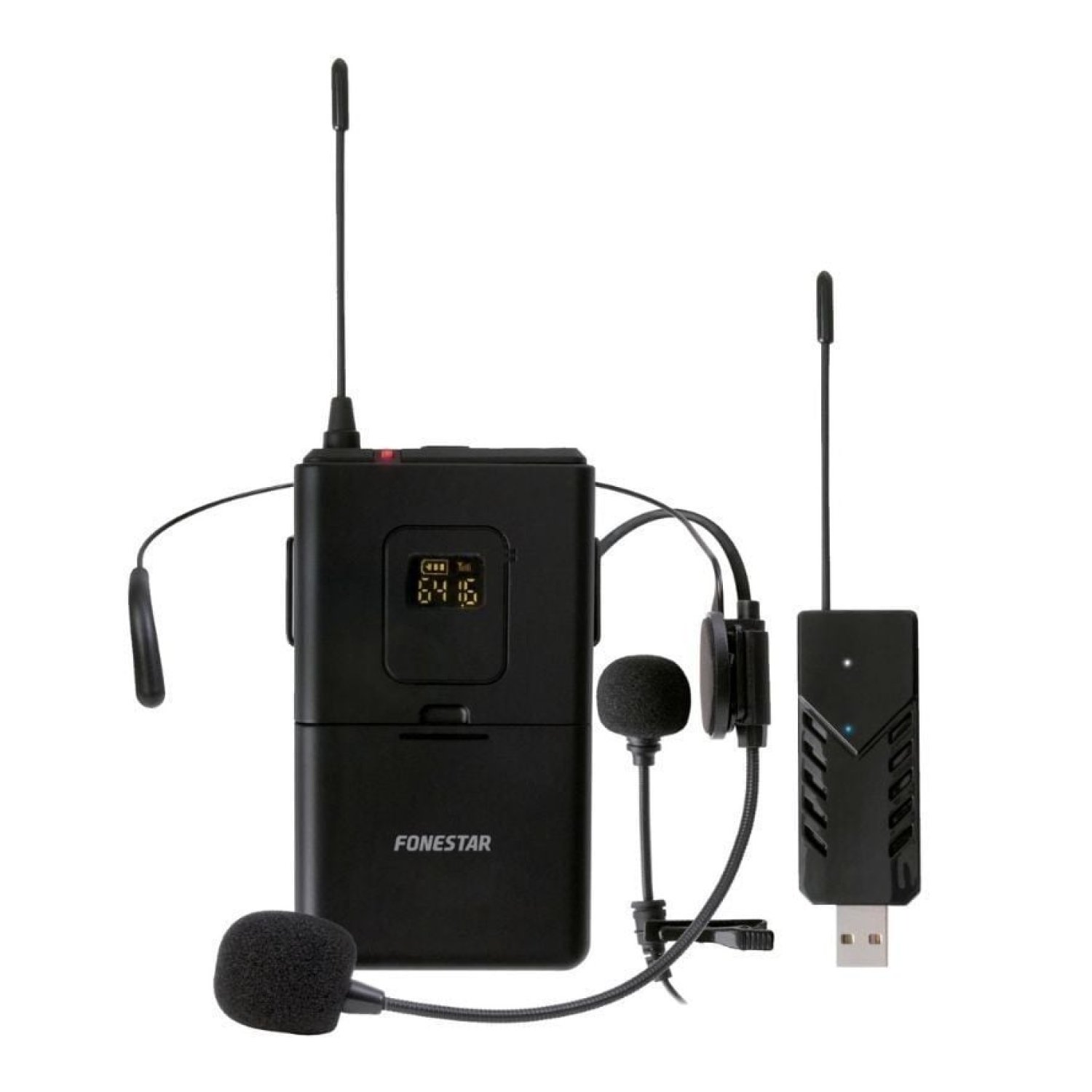 Fonestar WI-MIC · Micrófono Inalámbrico UHF · Cabeza y Solapa