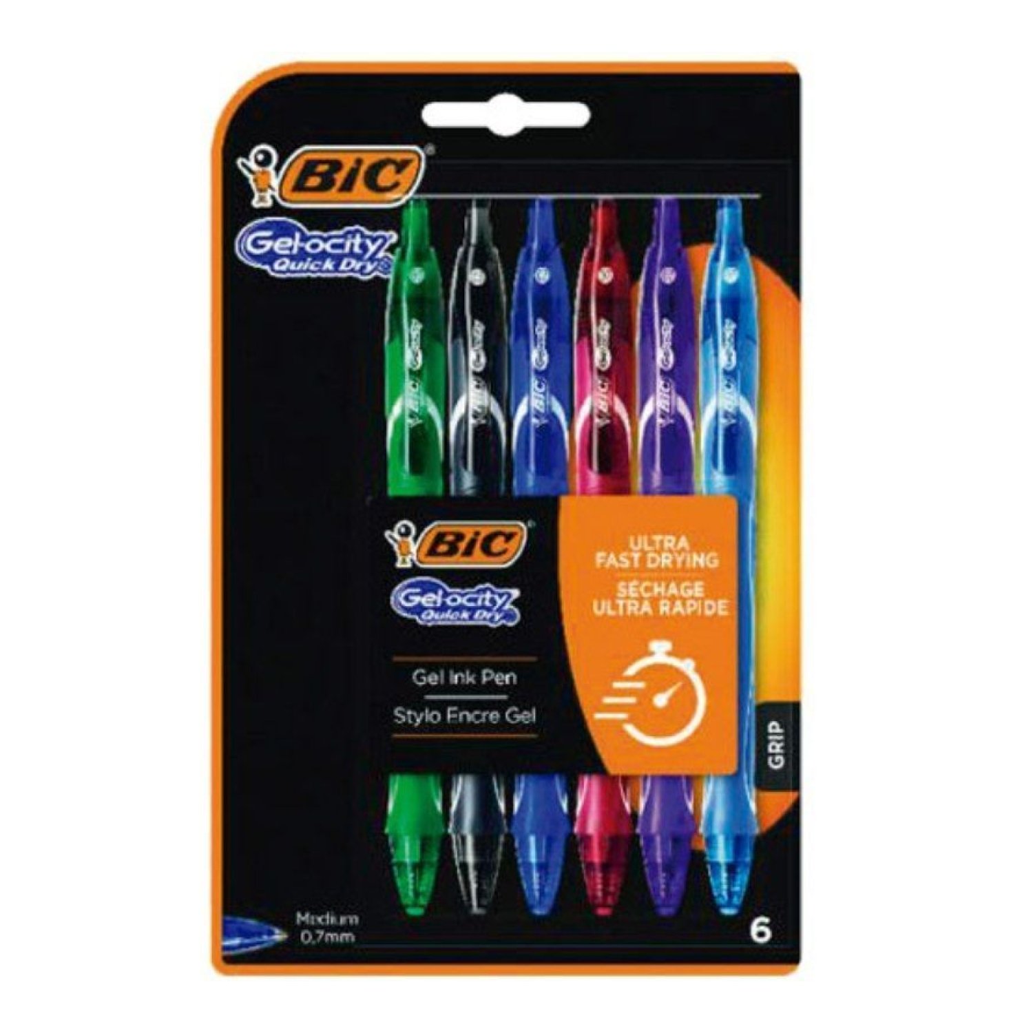 BIC Gelocity Quick Dry · Bolígrafos Gel Retráctiles · 6 Unidades · Surtidos