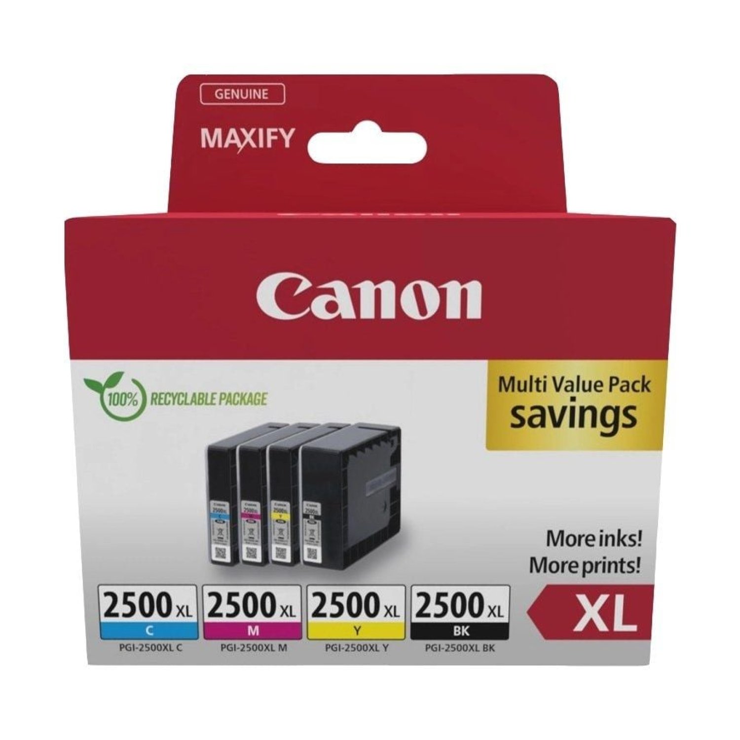 Canon PGI-2500 XL · Multipack · Cian · Magenta · Amarillo · Negro · Alta Capacidad