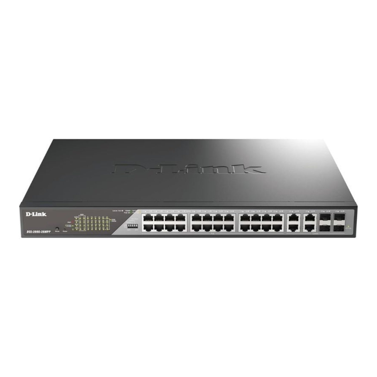 D-Link DSS-200G-28MPP · Switch Gestionable 24 Puertos · Gigabit PoE++ · 2 SFP